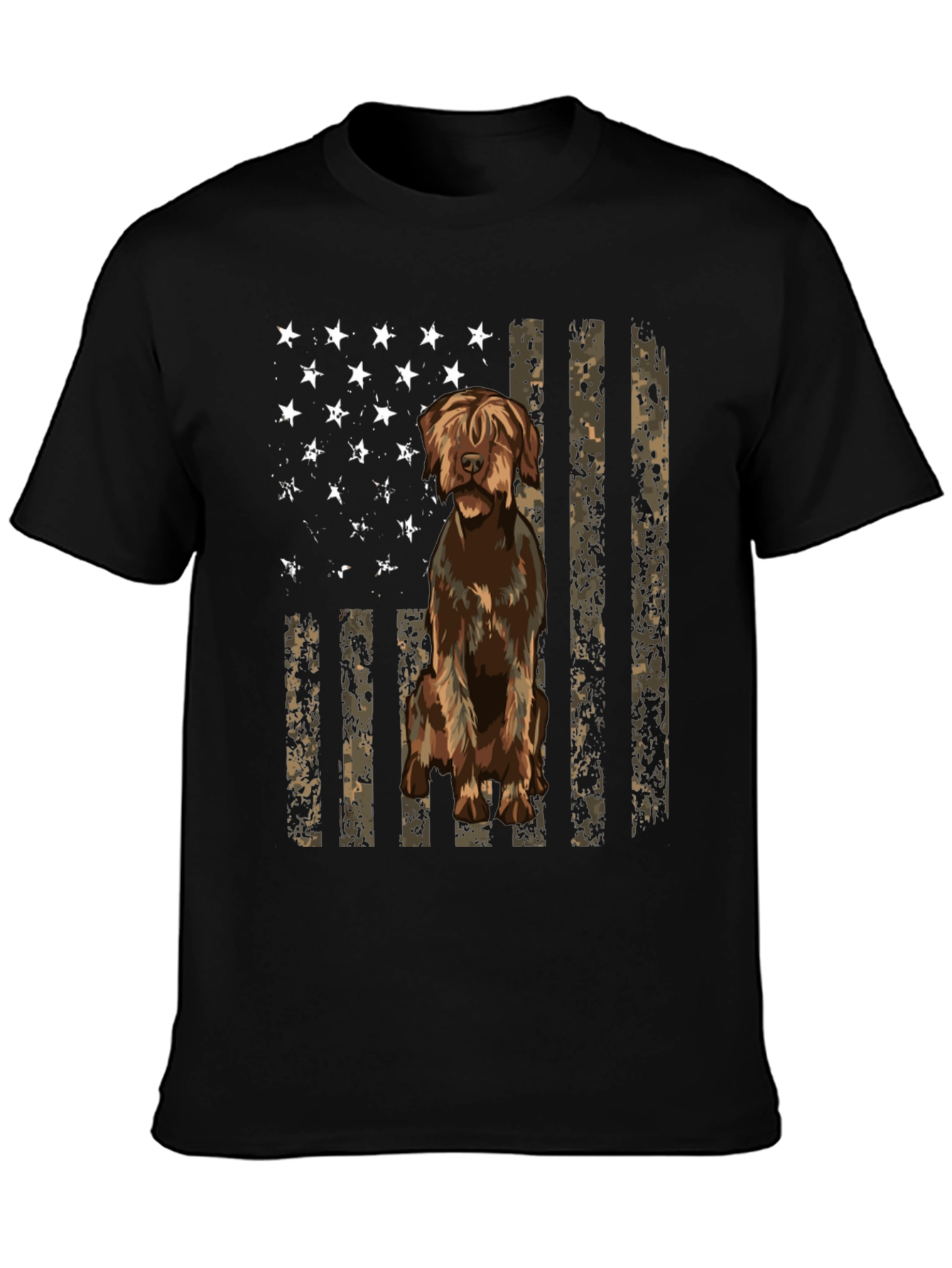 Camiseta Negra con Diseño de Bandera y Perro