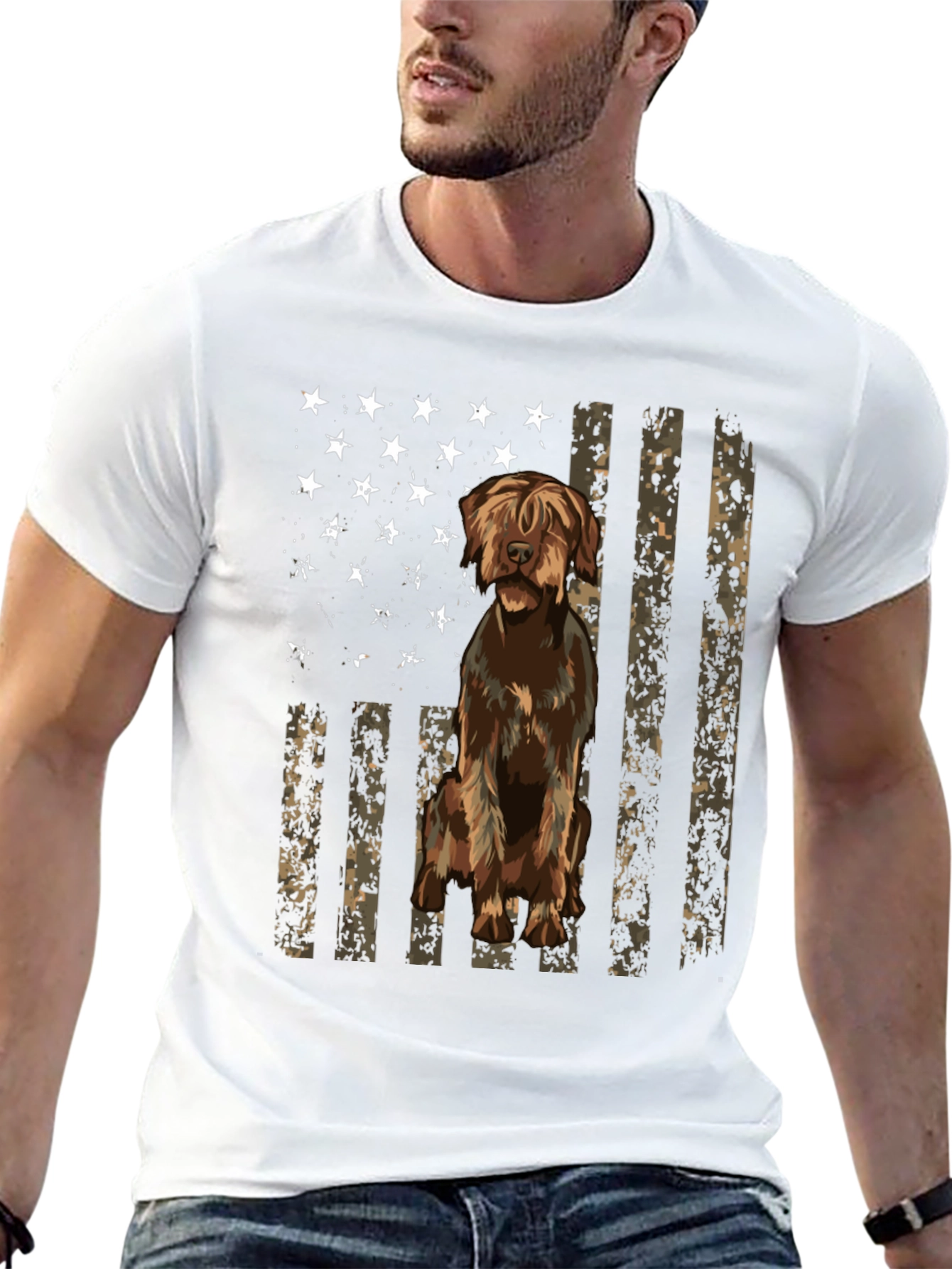 Camiseta Negra con Diseño de Bandera y Perro