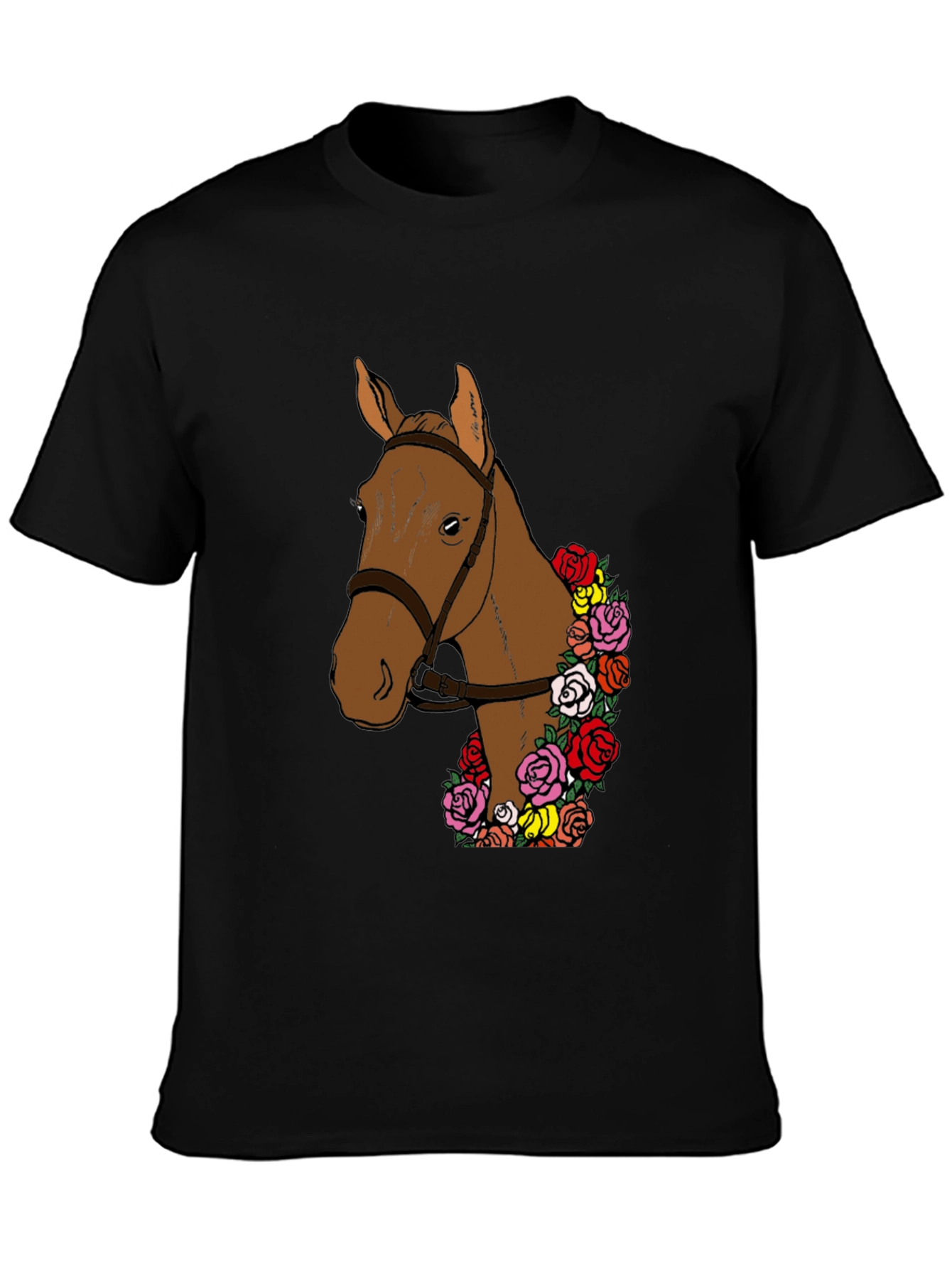 Camiseta Hombre: Caballo Floral Elegante