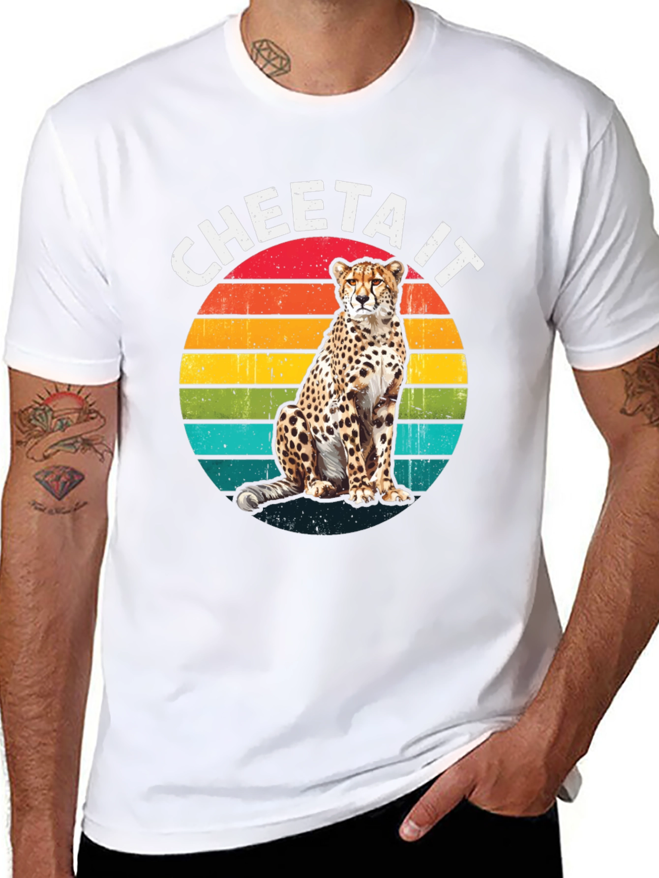Camiseta Negra con Diseño de Guepardo Retro