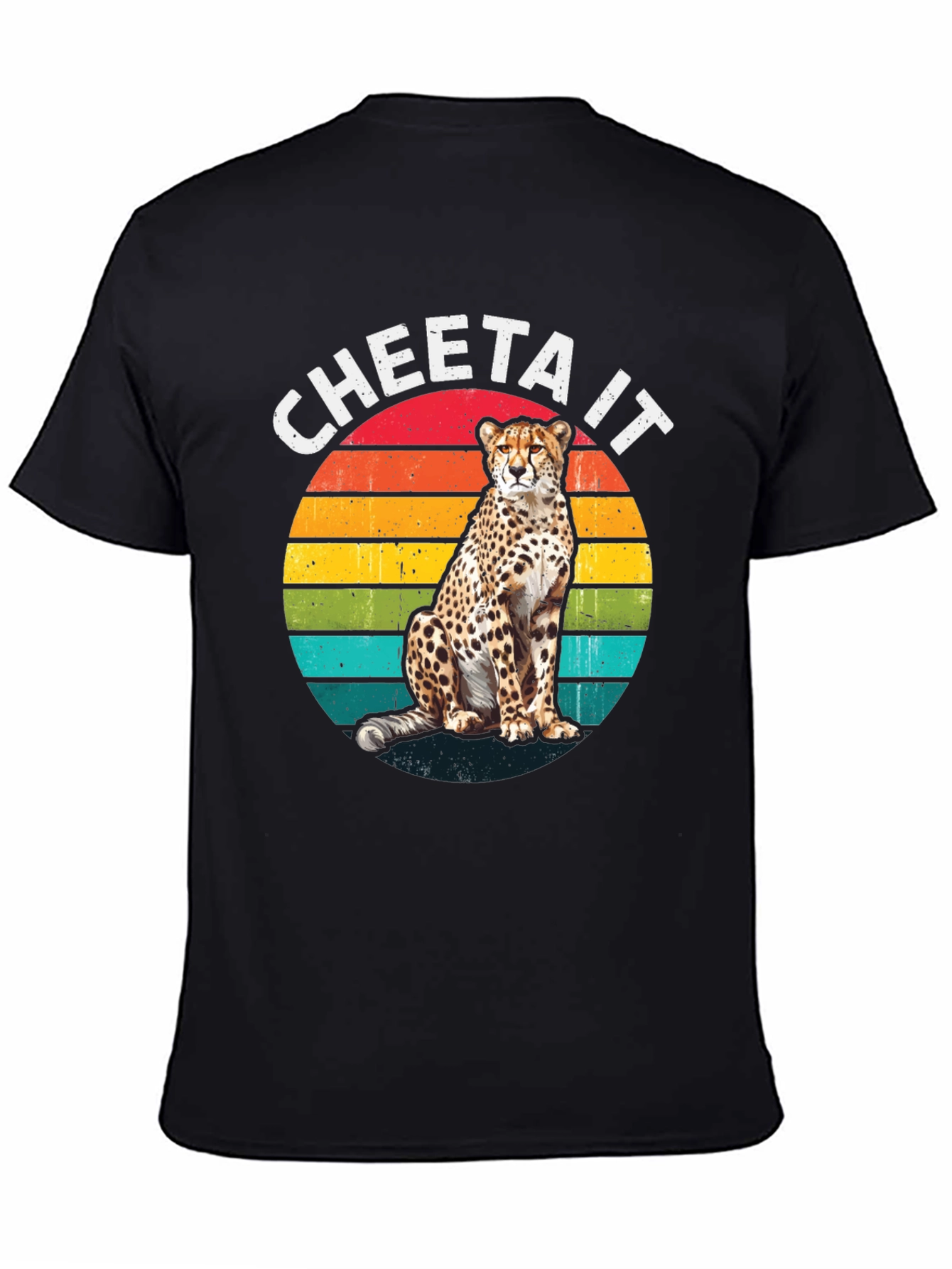 Camiseta Negra con Diseño de Guepardo Retro