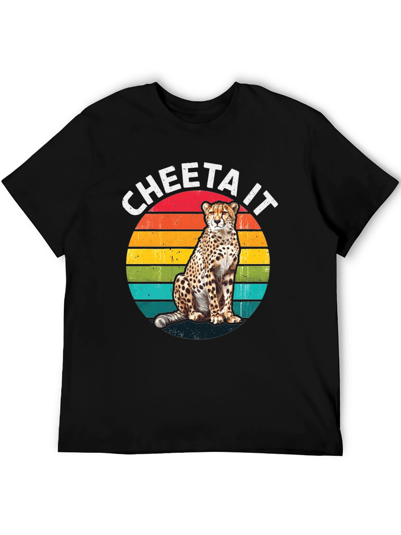 Camiseta Negra con Diseño de Guepardo Retro