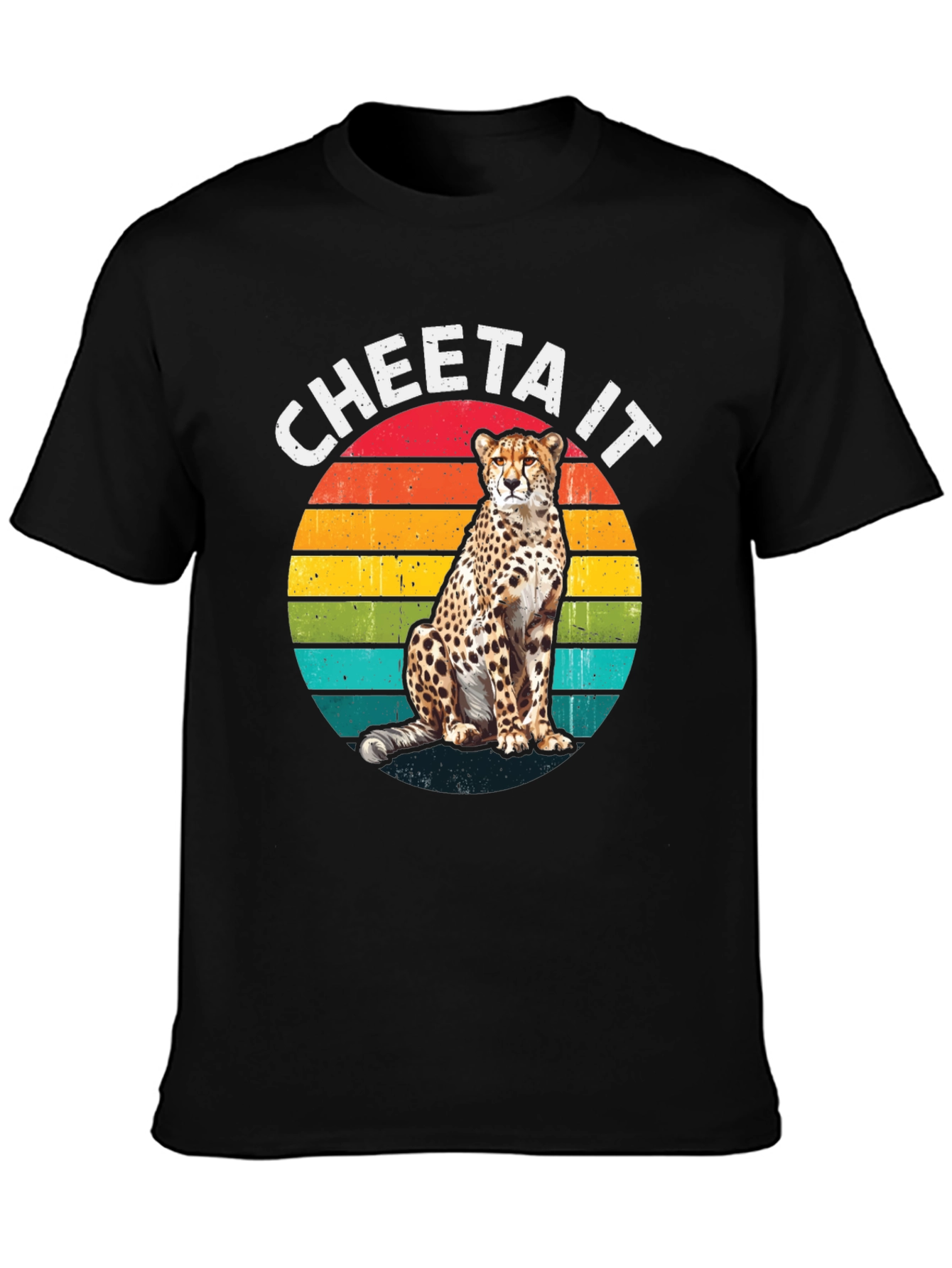 Camiseta Negra con Diseño de Guepardo Retro