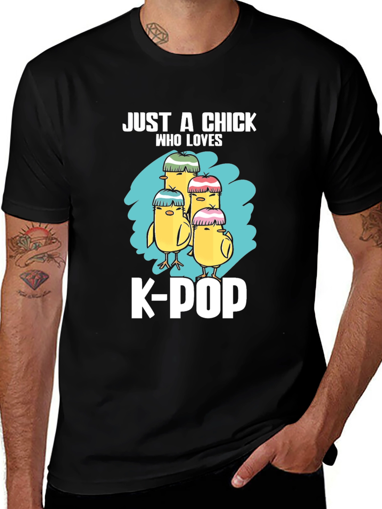 Camiseta Negra Just a Chick Who Loves K-Pop