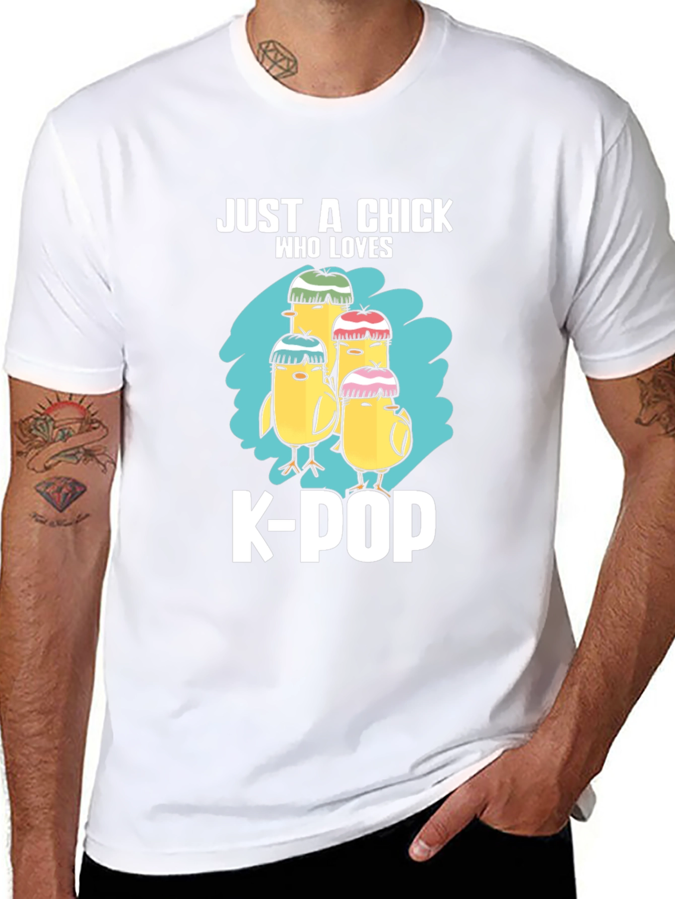 Camiseta Negra Just a Chick Who Loves K-Pop