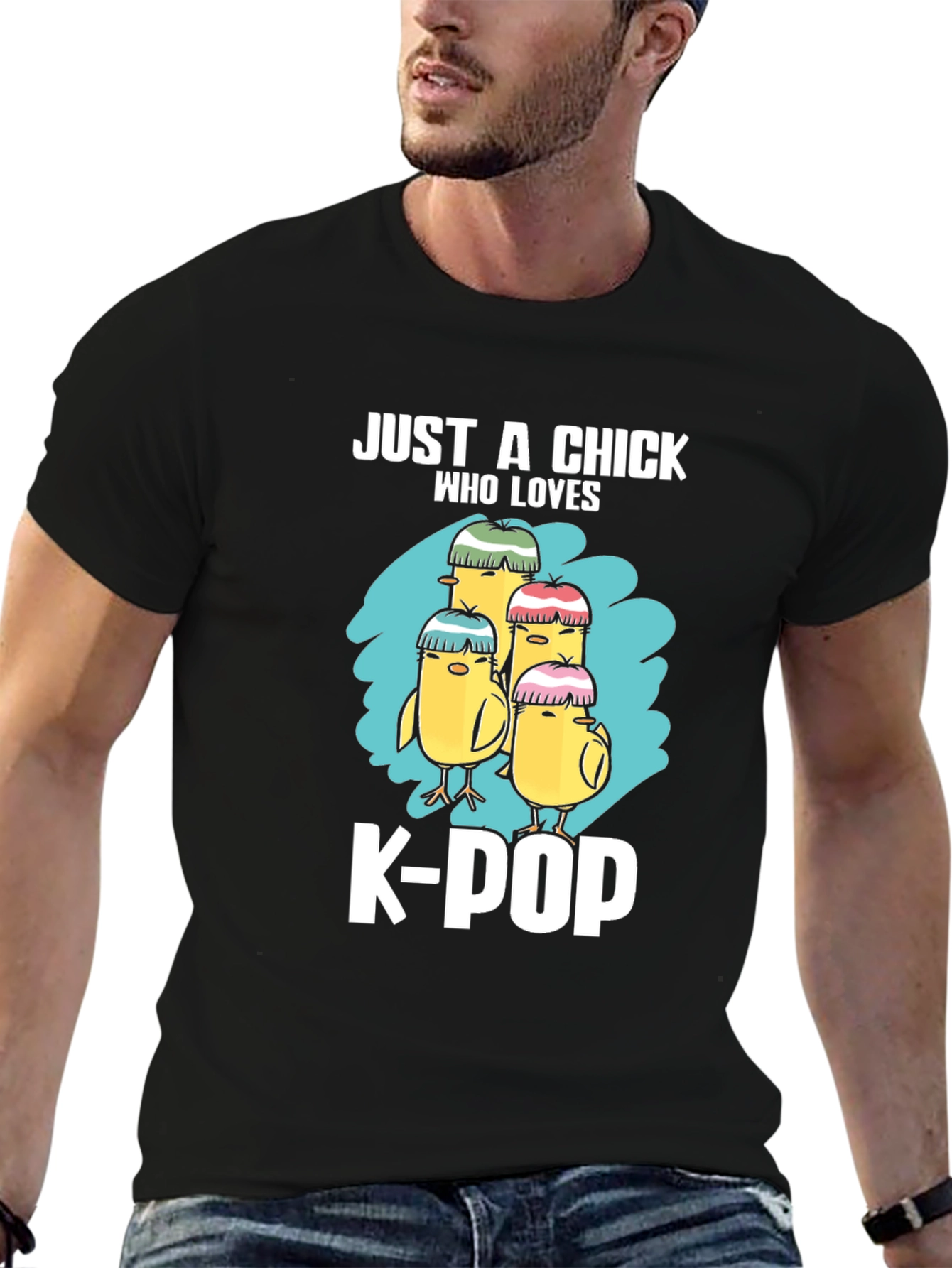 Camiseta Negra Just a Chick Who Loves K-Pop