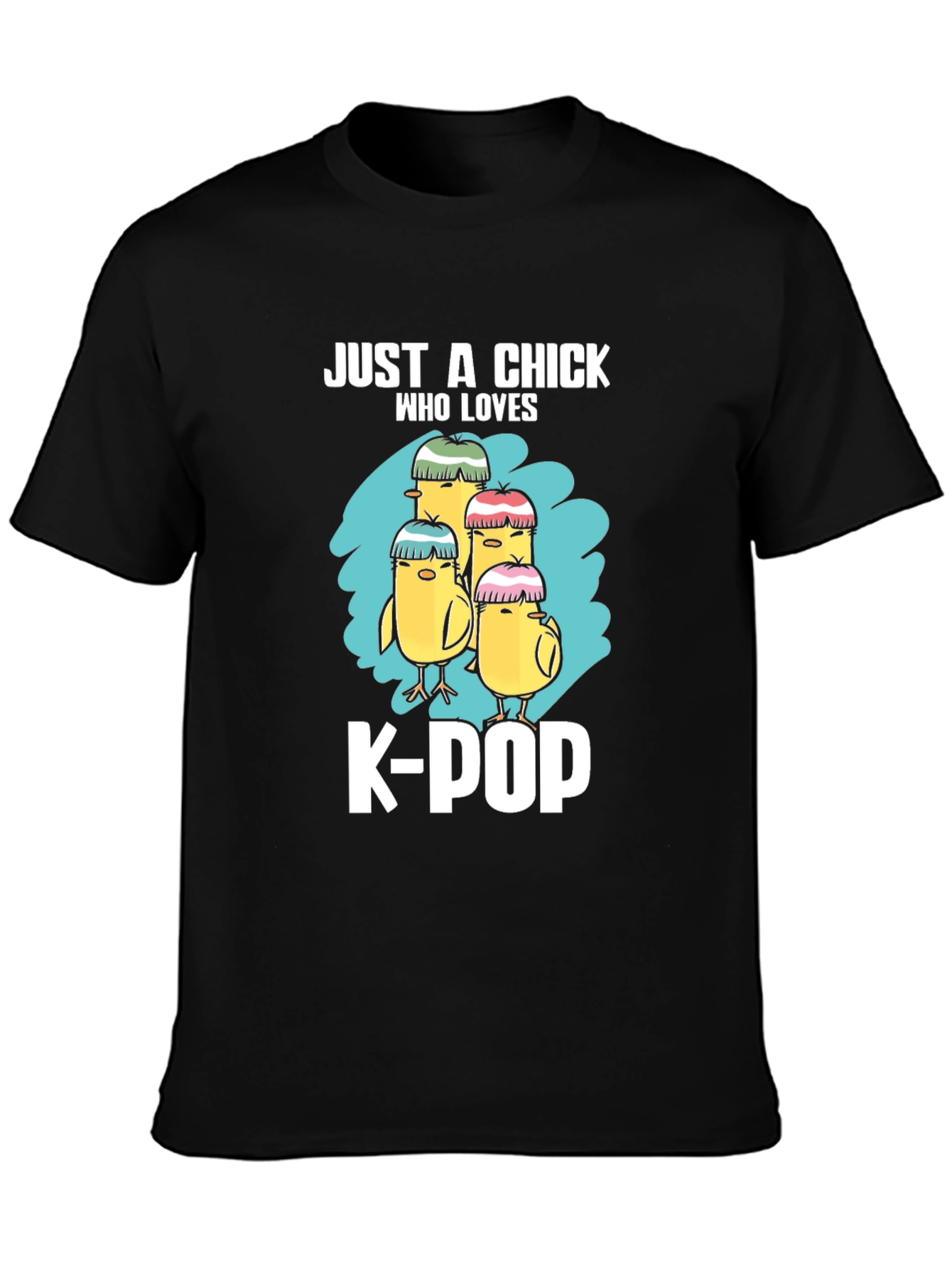 Camiseta Negra Just a Chick Who Loves K-Pop