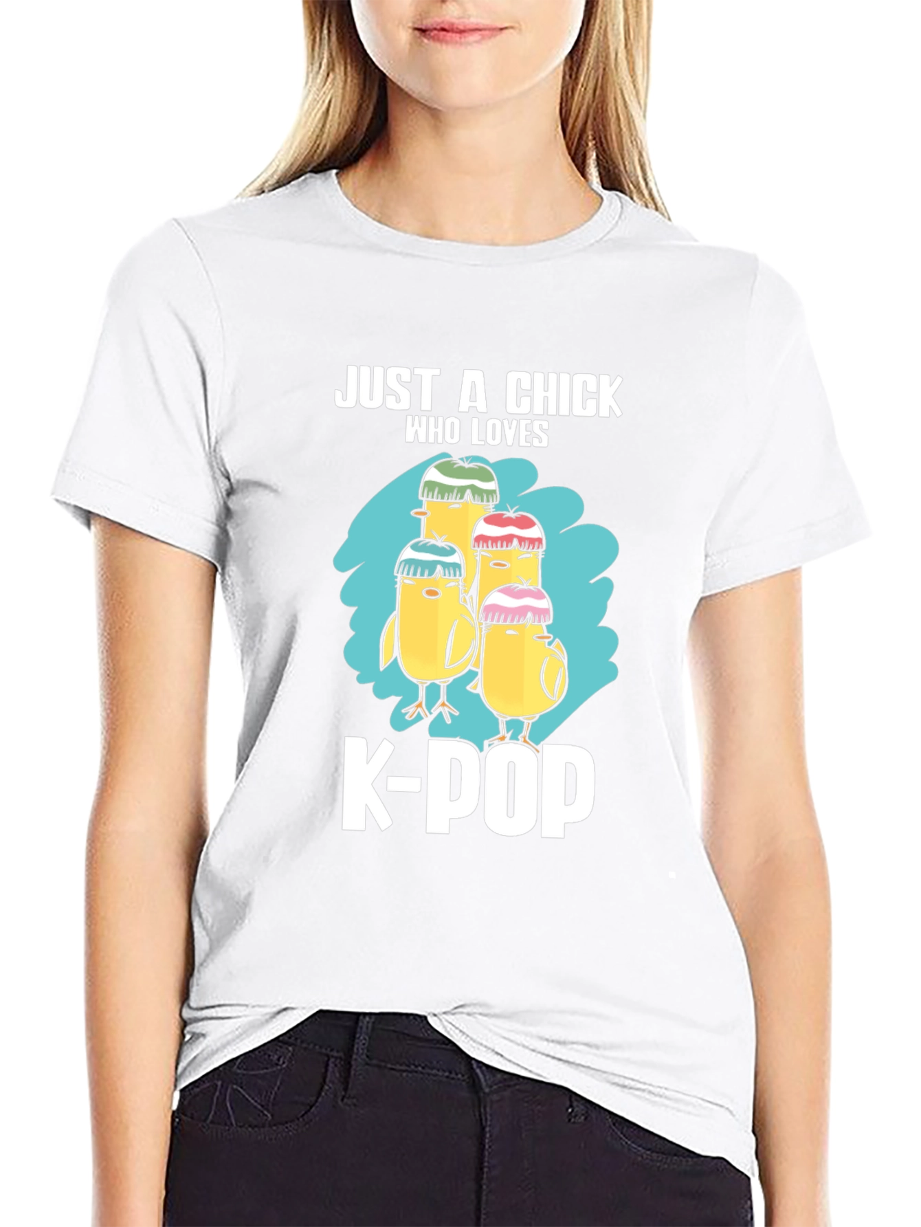Camiseta Negra Just a Chick Who Loves K-Pop