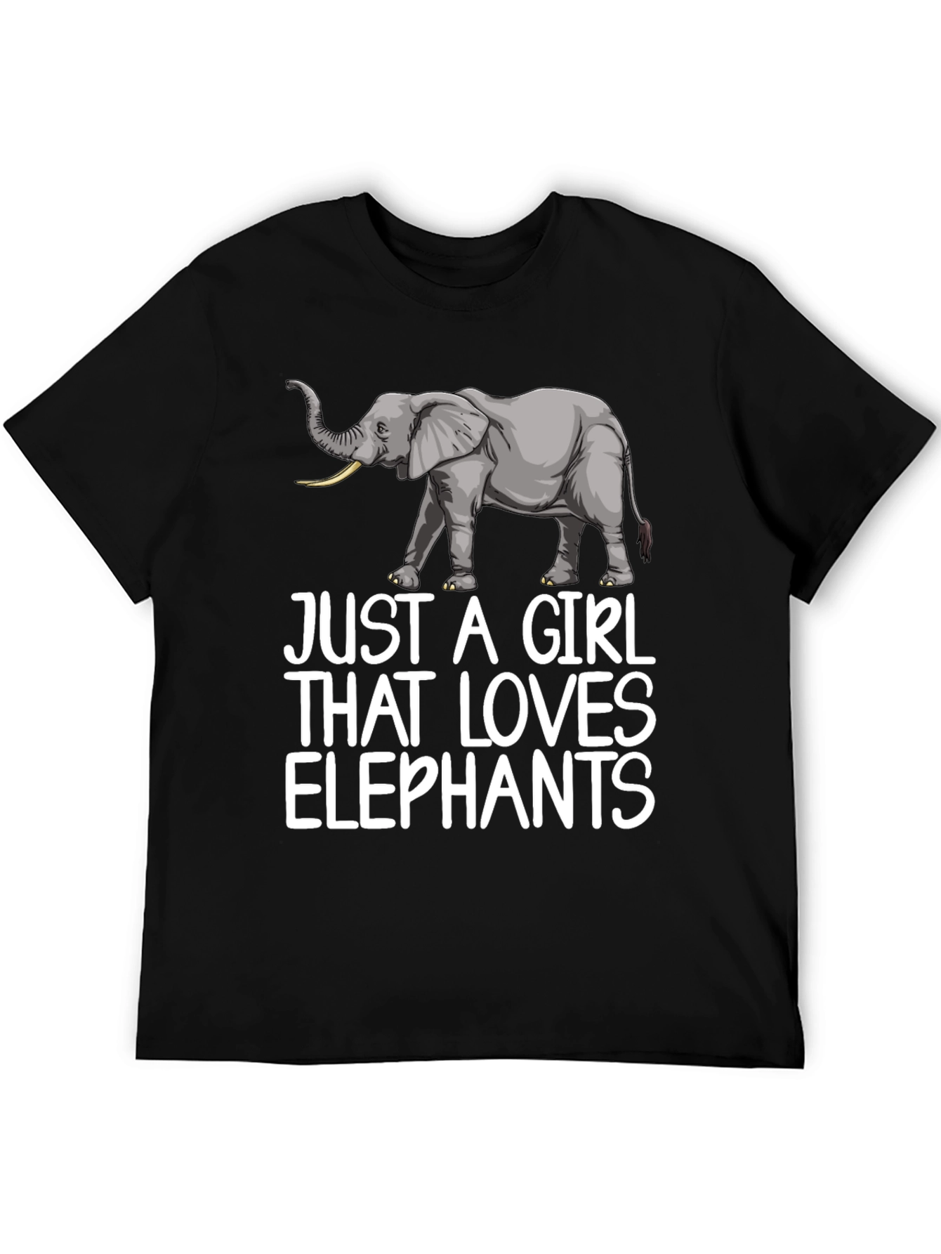Camiseta Negra Just A Girl That Loves Elephants