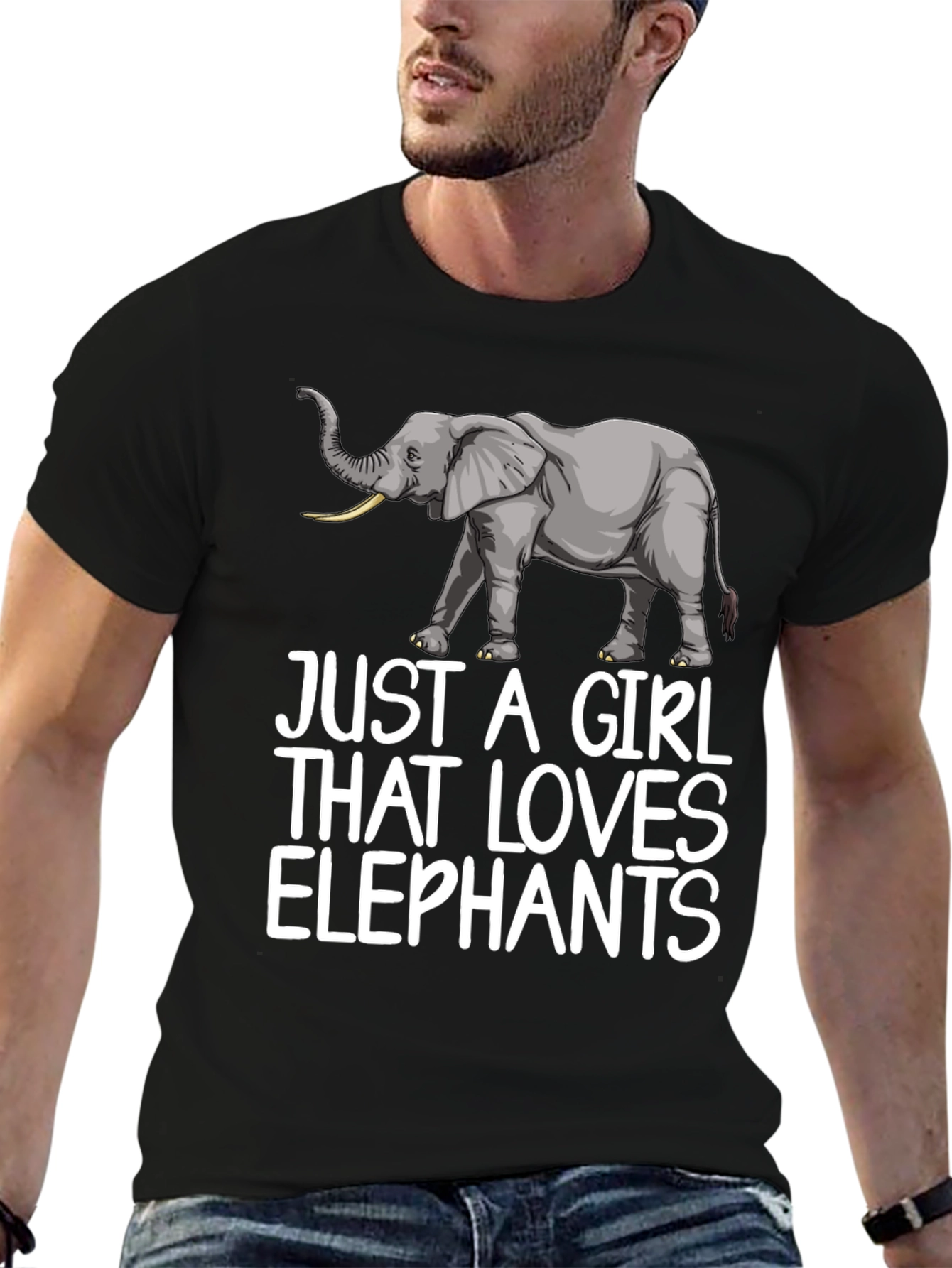 Camiseta Negra Just A Girl That Loves Elephants