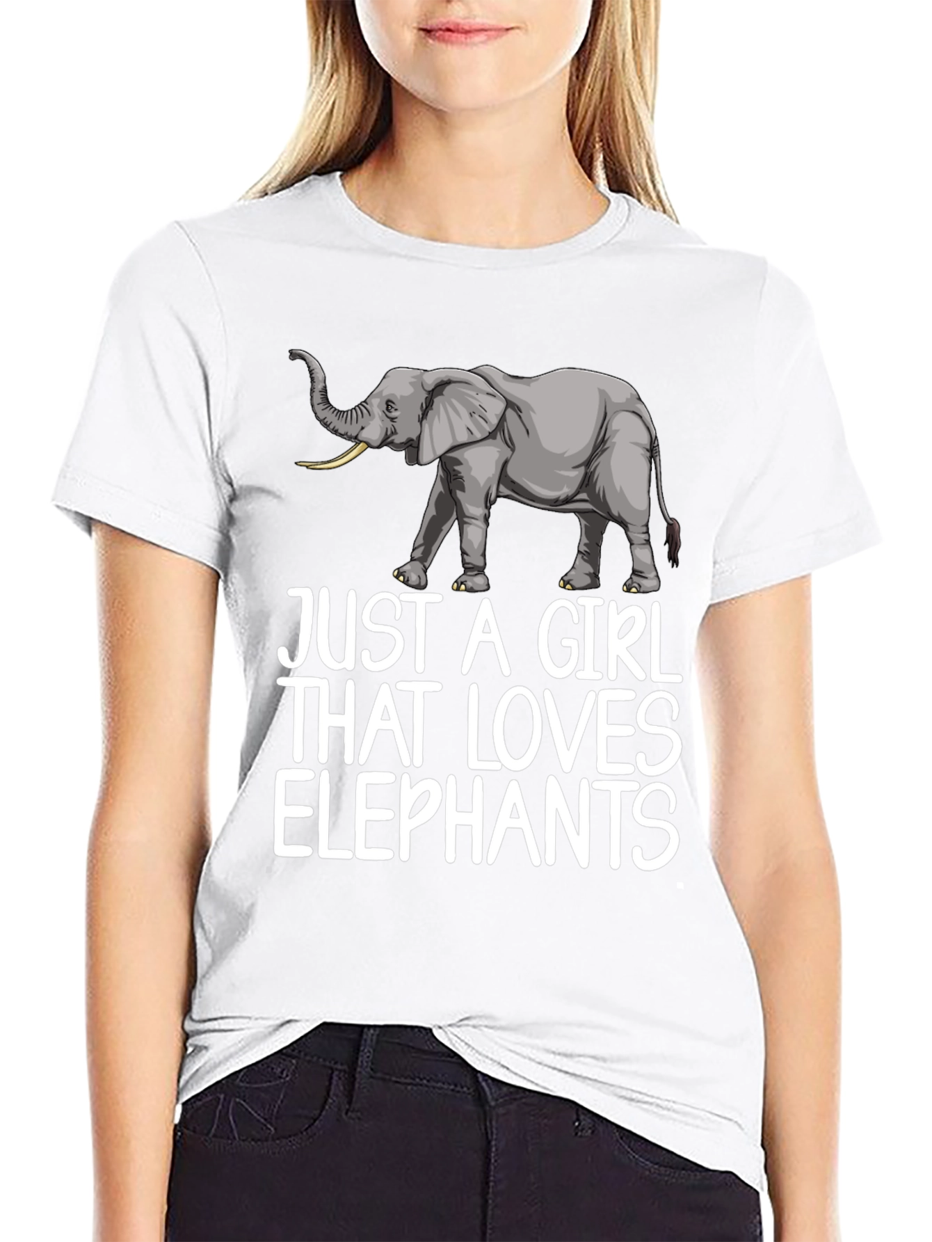 Camiseta Negra Just A Girl That Loves Elephants
