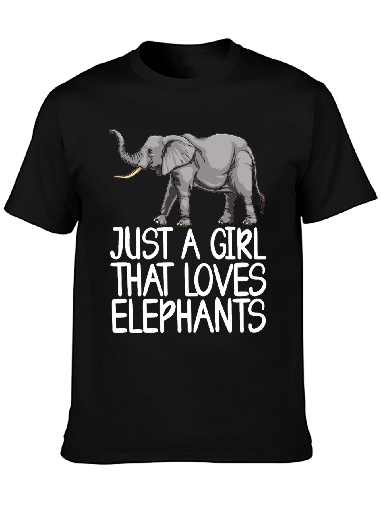 Camiseta Negra Just A Girl That Loves Elephants