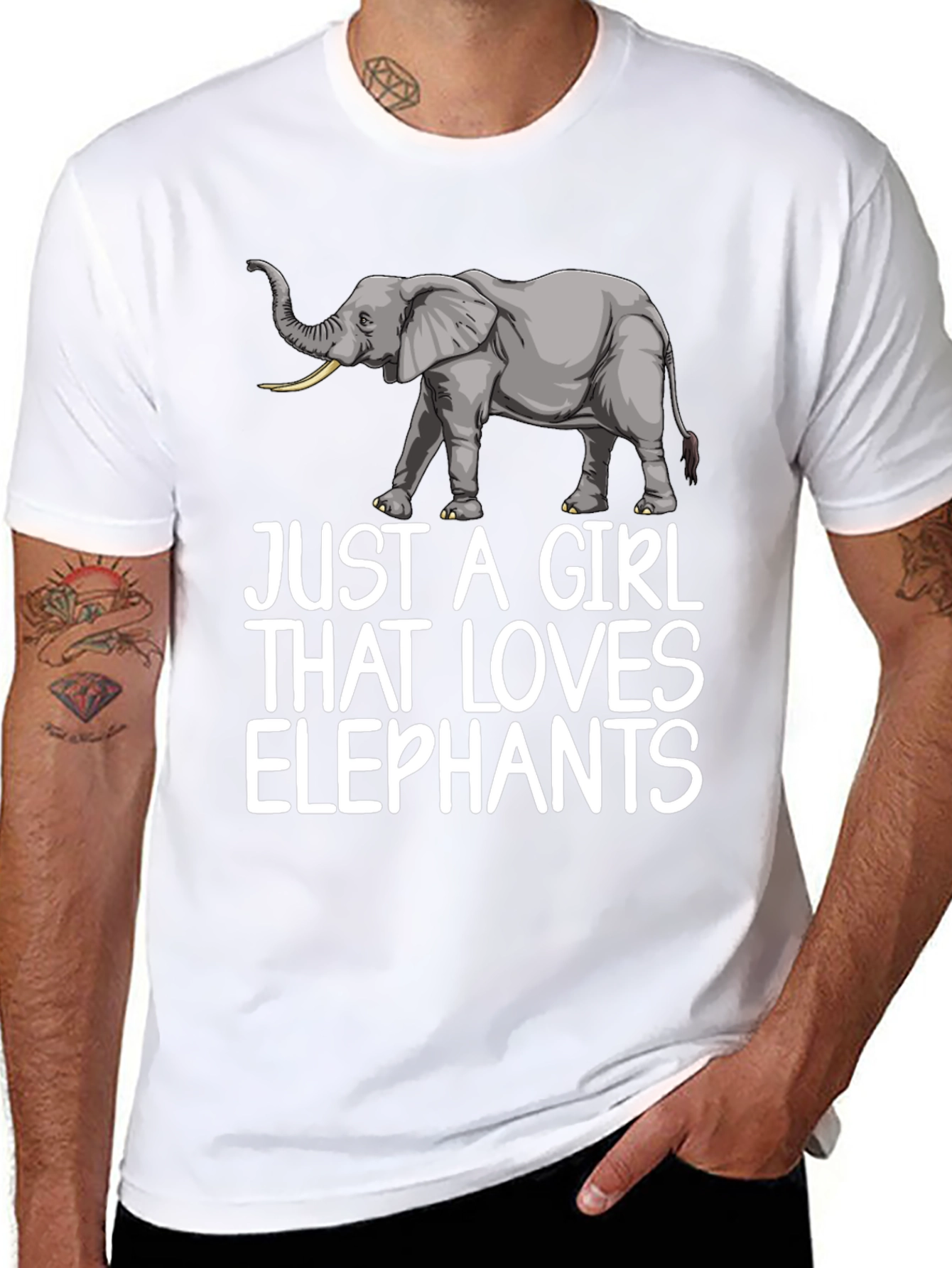 Camiseta Negra Just A Girl That Loves Elephants