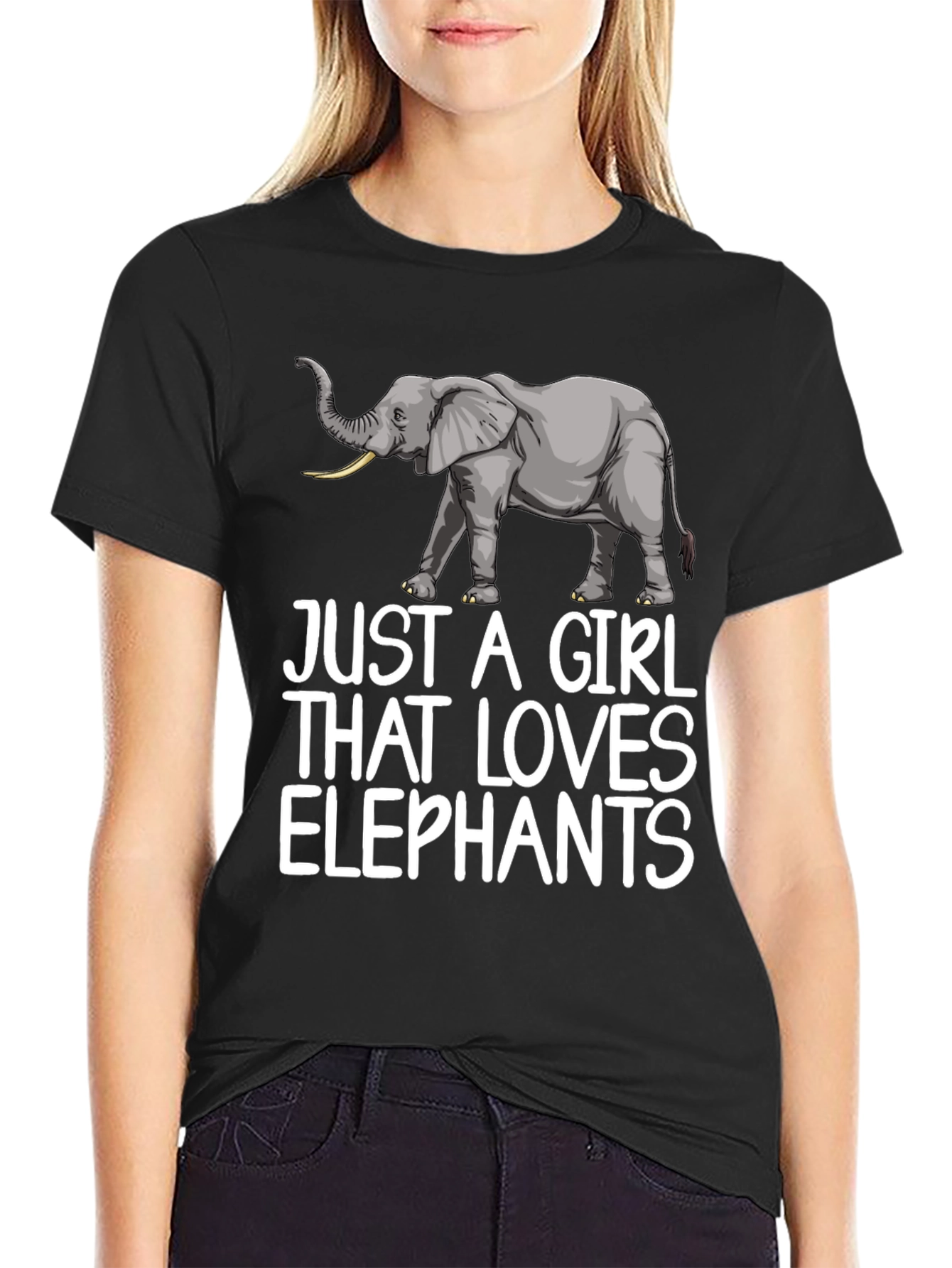 Camiseta Negra Just A Girl That Loves Elephants