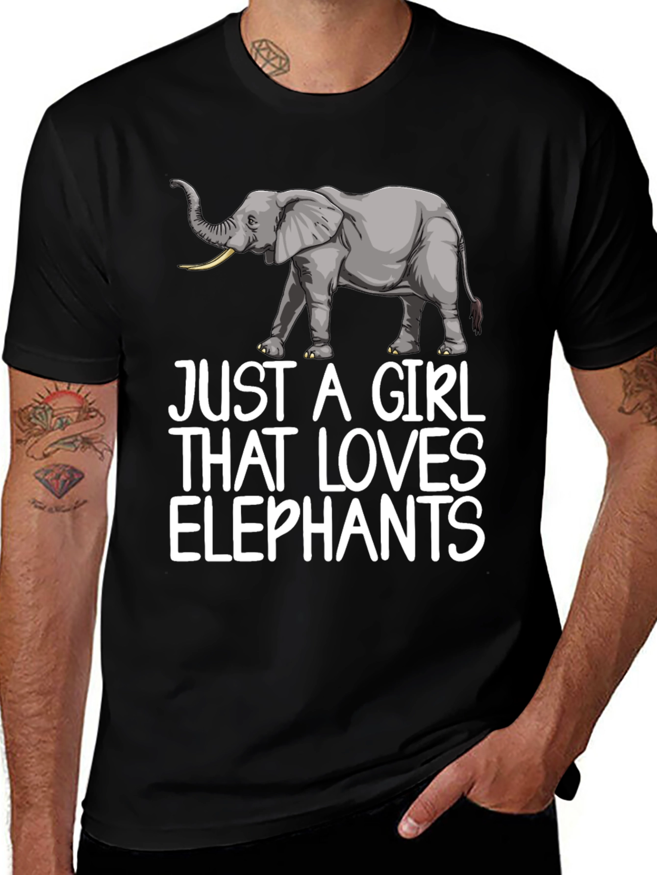 Camiseta Negra Just A Girl That Loves Elephants