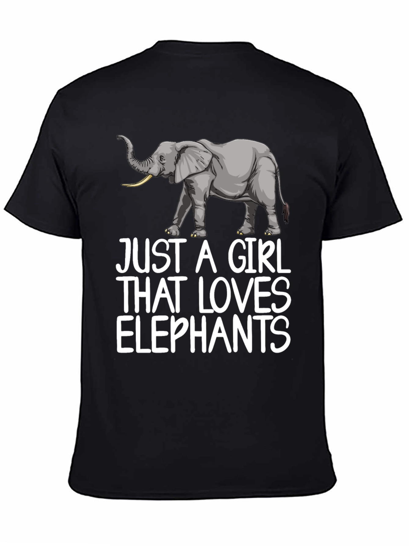 Camiseta Negra Just A Girl That Loves Elephants