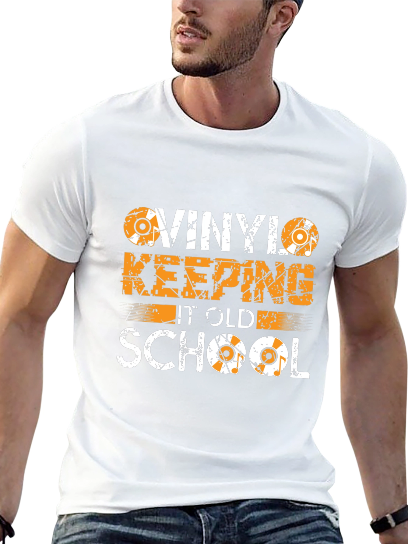 Camiseta Negra Vinilo Old School