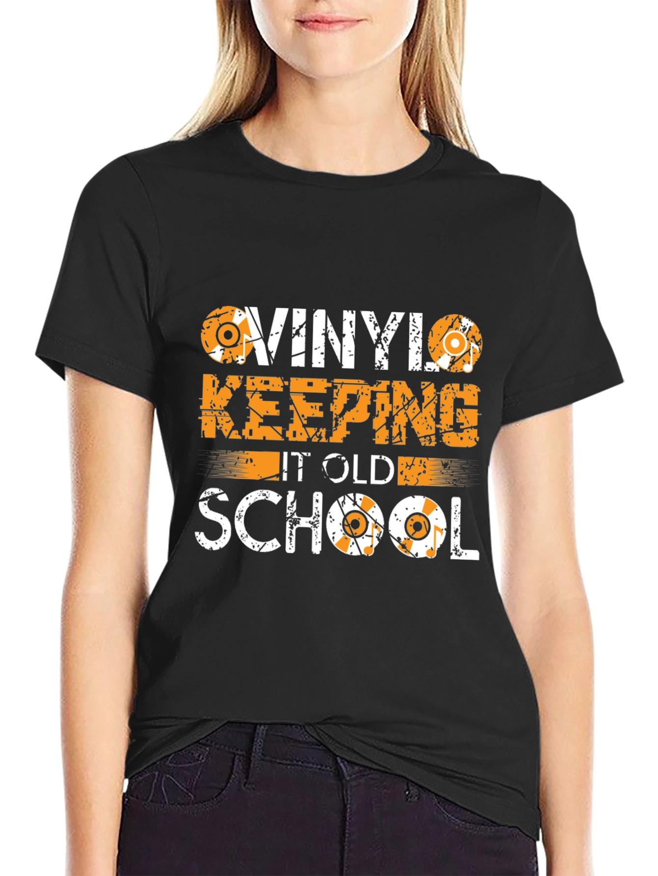 Camiseta Negra Vinilo Old School