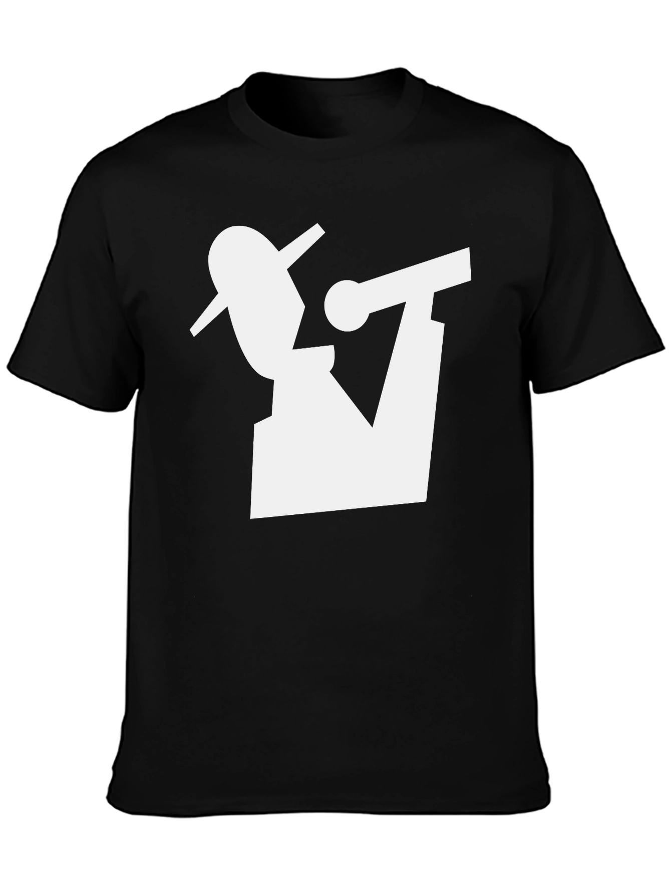 Camiseta Negra con Diseño Abstracto de Músico