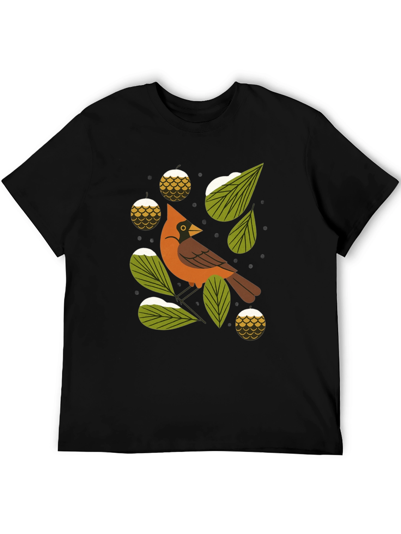 Camiseta Negra con Diseño de Cardenal Invernal