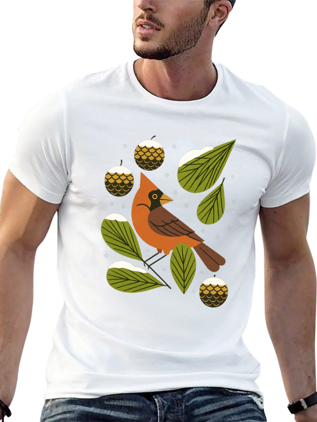 Camiseta Negra con Diseño de Cardenal Invernal