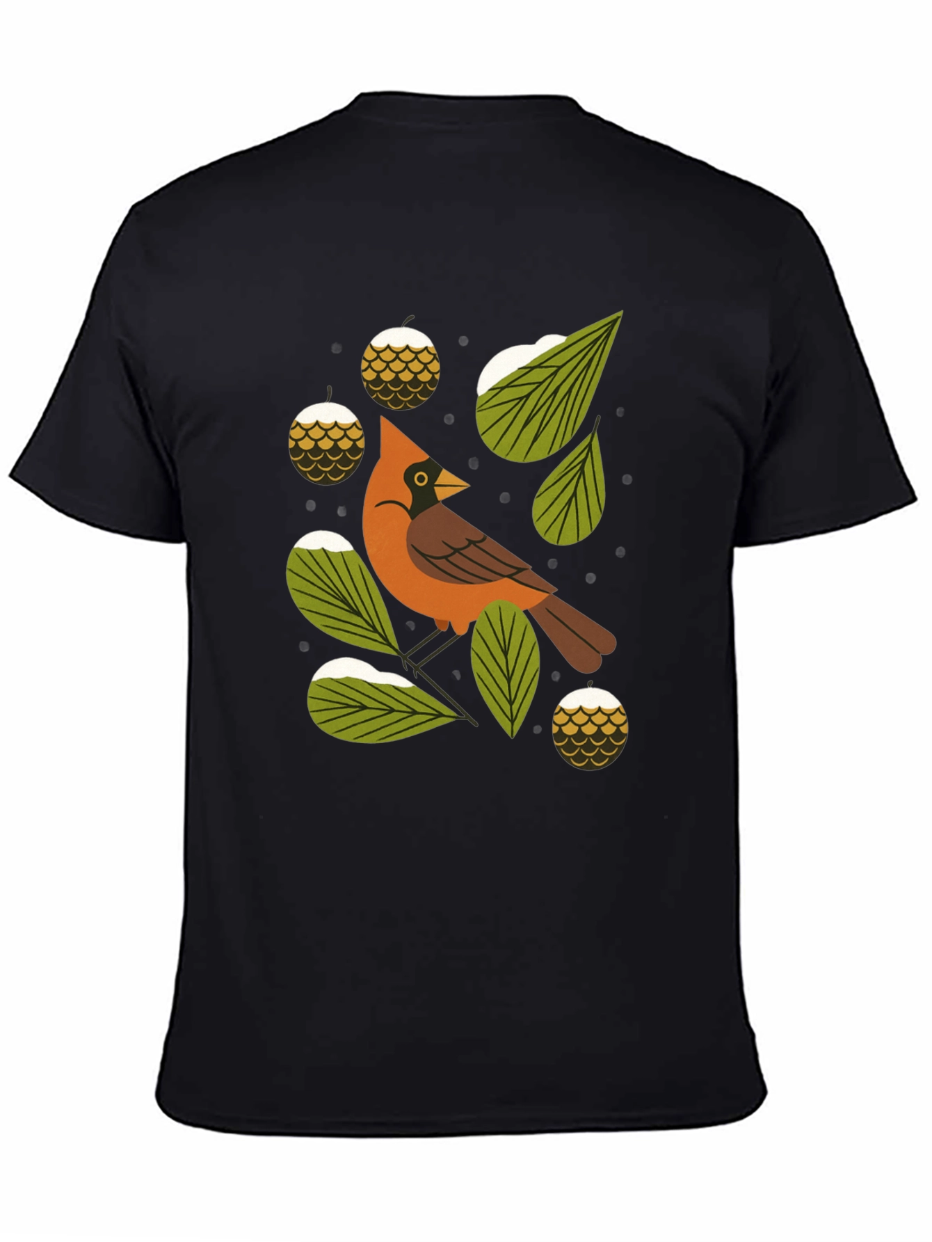 Camiseta Negra con Diseño de Cardenal Invernal