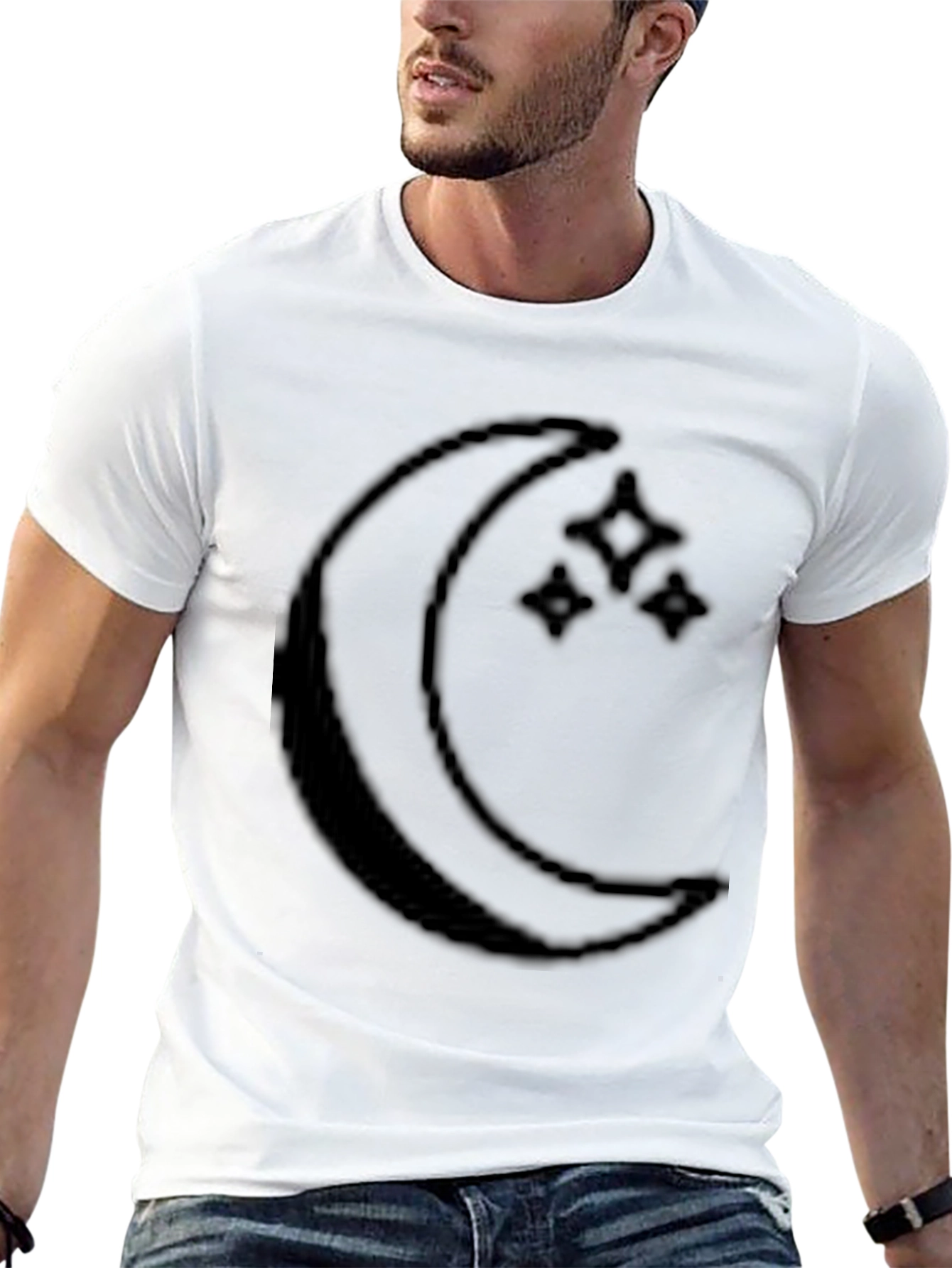 Camiseta Negra Luna y Estrellas Hombre