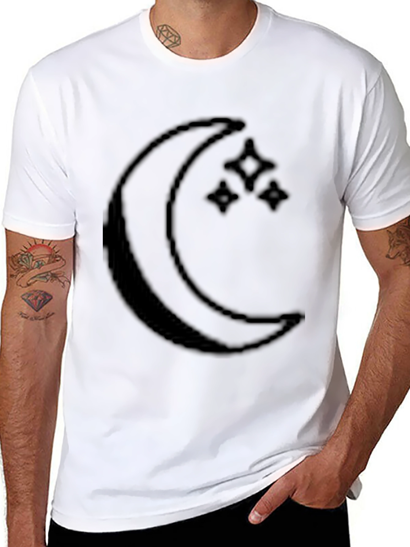 Camiseta Negra Luna y Estrellas Hombre