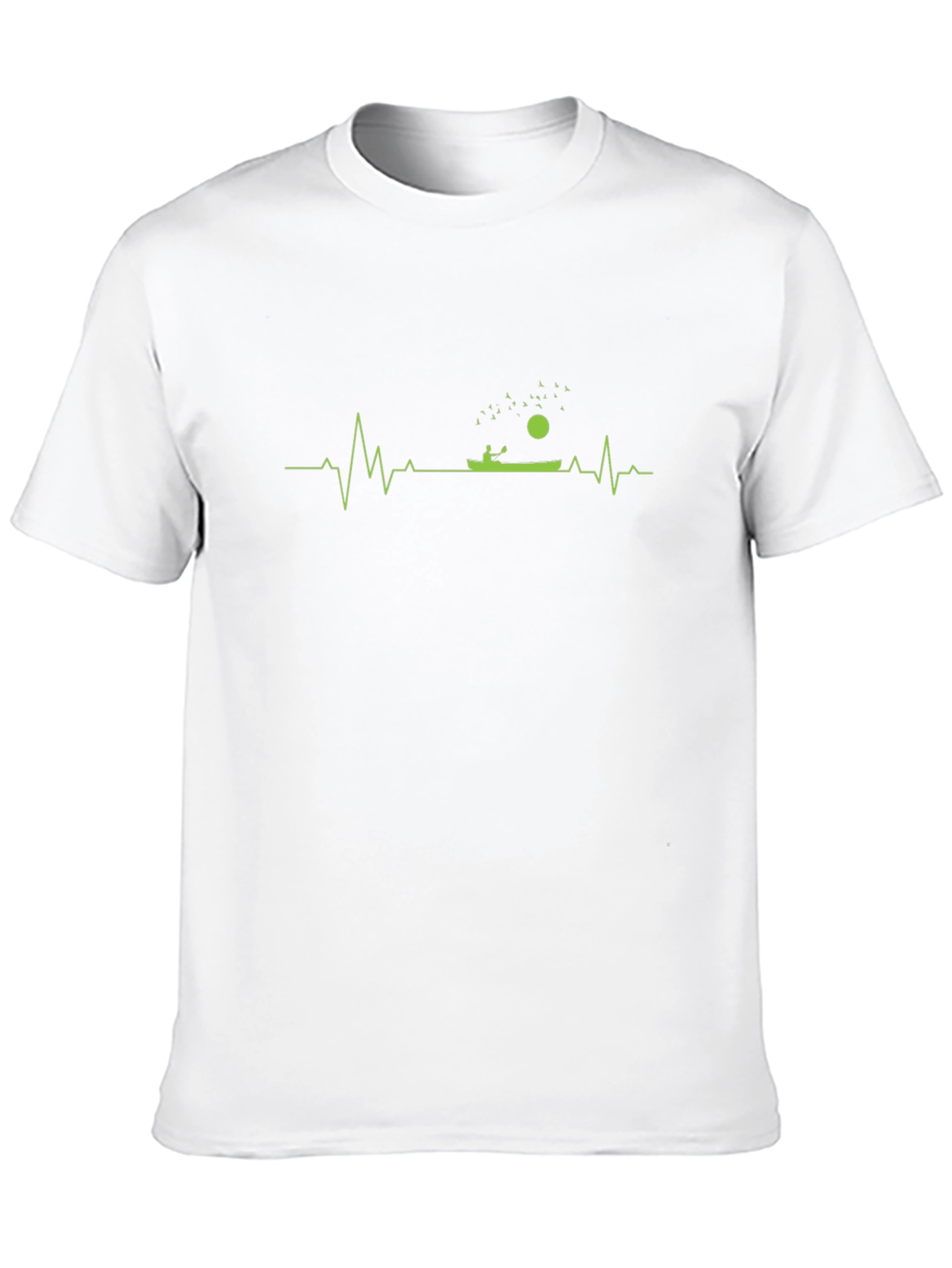 Camiseta Negra con Diseño de Latido de Kayak