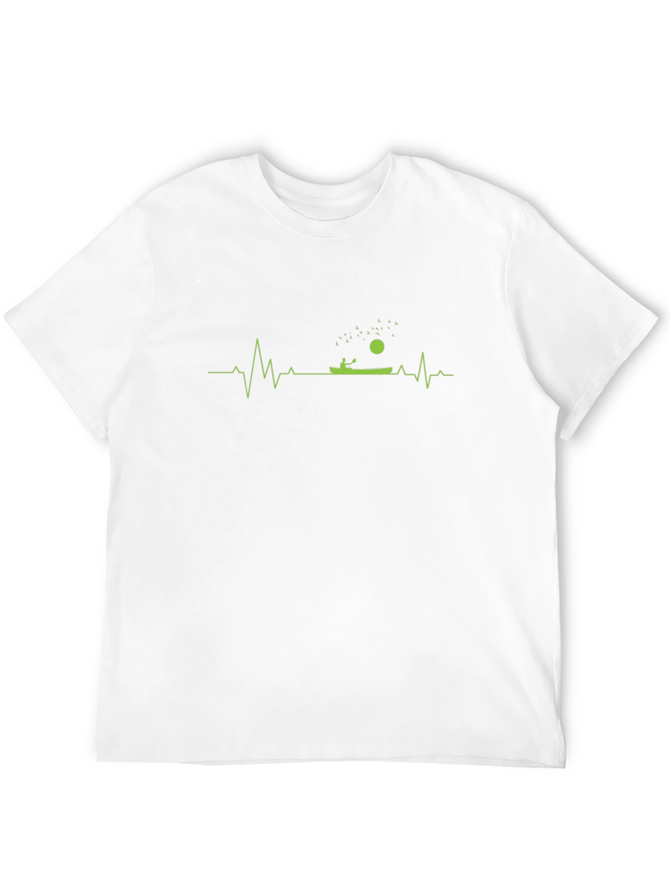 Camiseta Negra con Diseño de Latido de Kayak