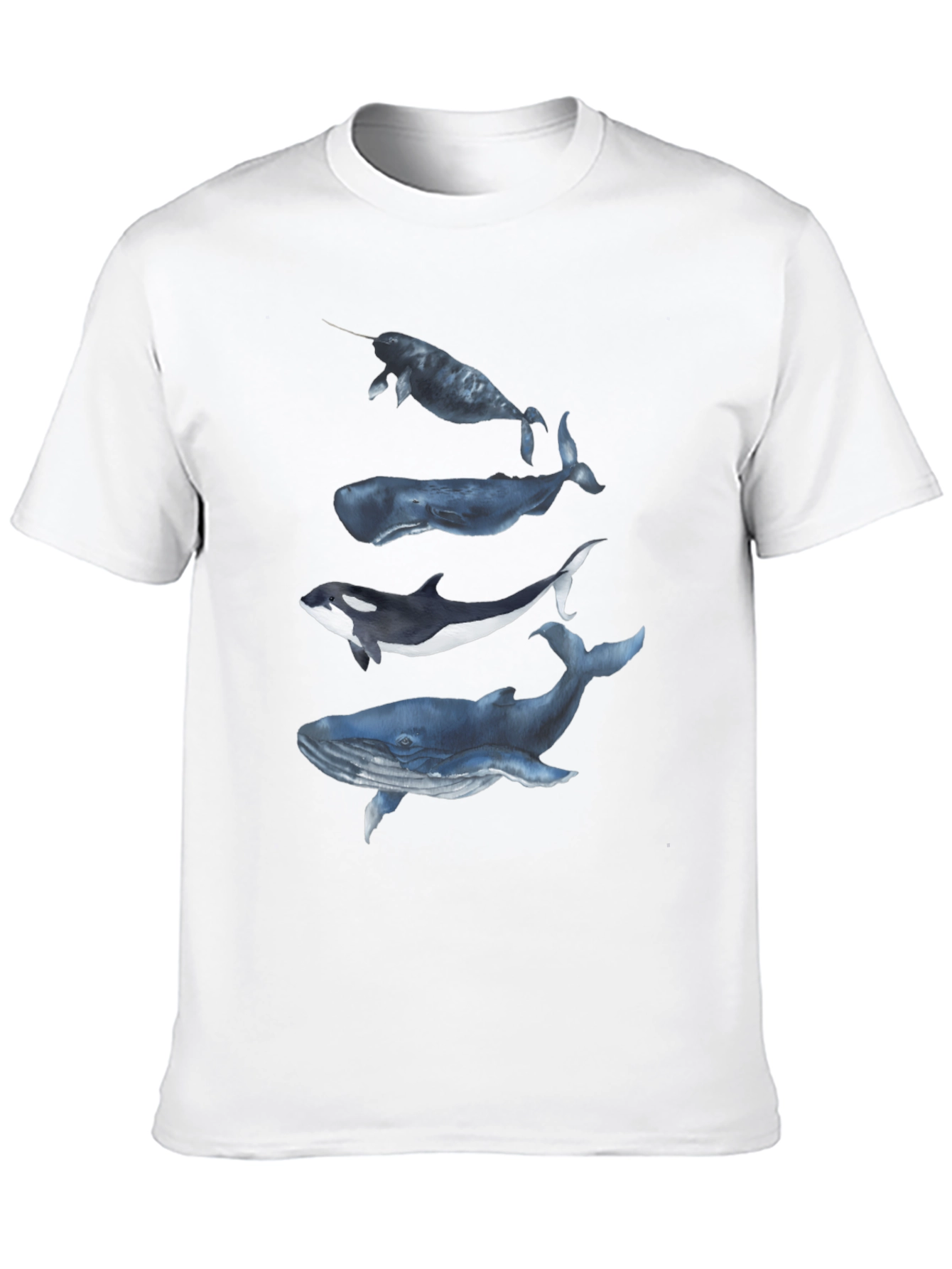 Camiseta Negra con Diseño de Ballenas Acuarela
