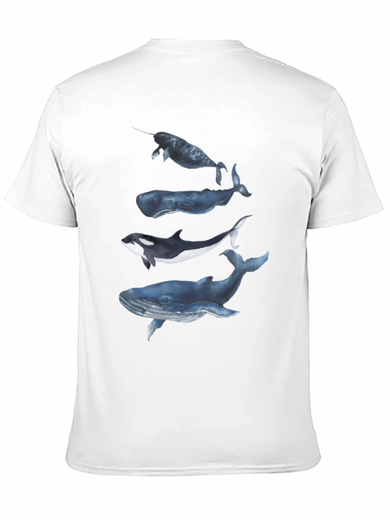Camiseta Negra con Diseño de Ballenas Acuarela