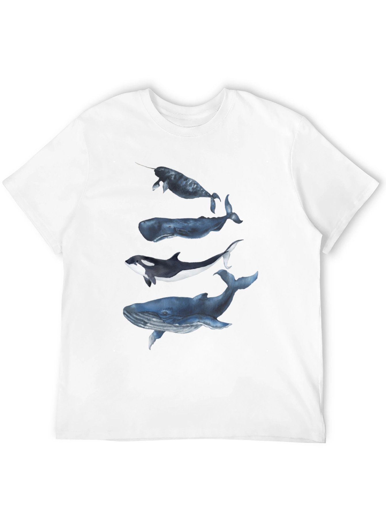 Camiseta Negra con Diseño de Ballenas Acuarela