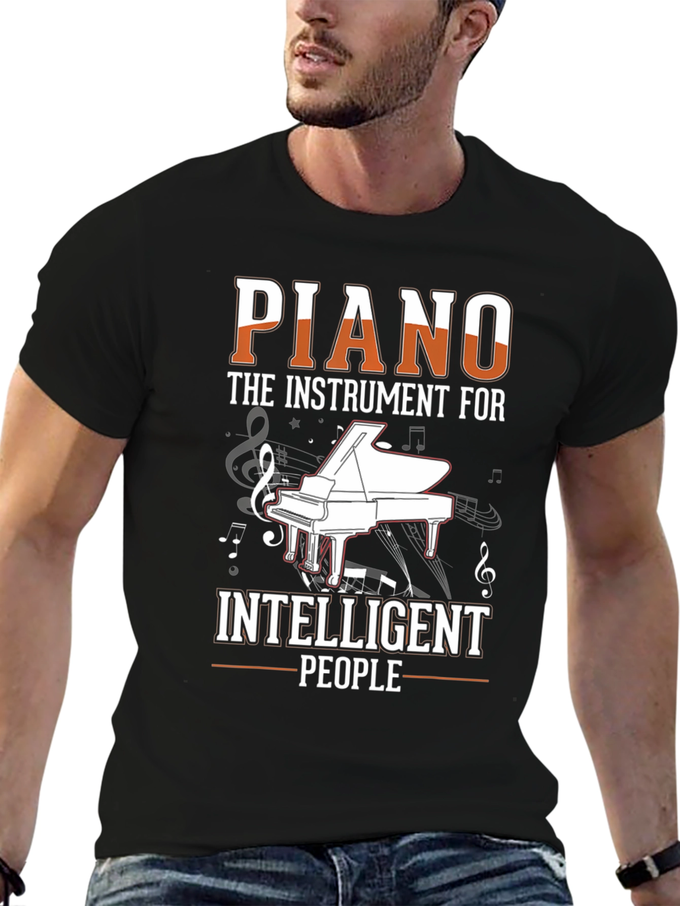 Camiseta Negra: Piano el Instrumento para Inteligentes