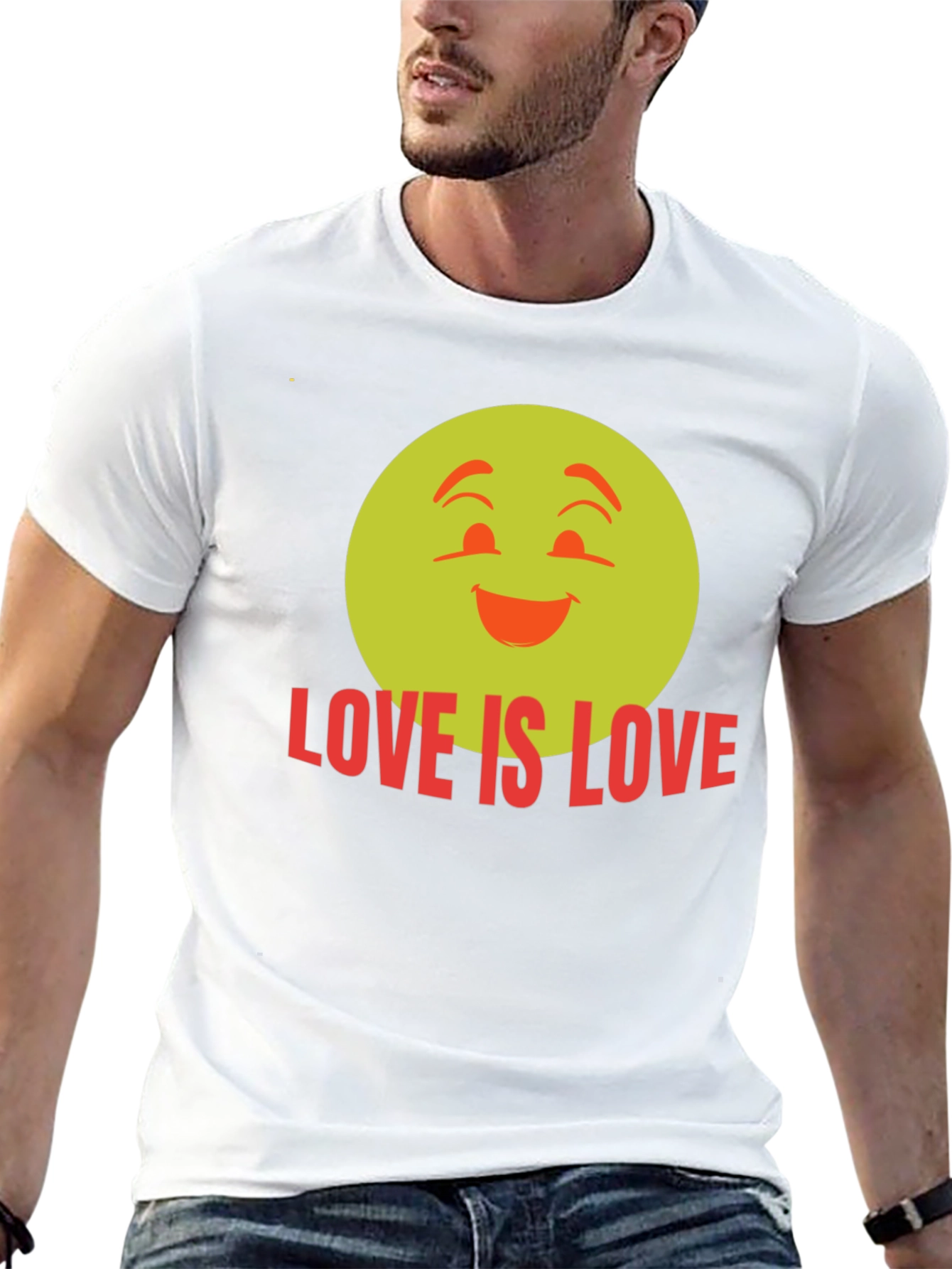 Camiseta Negra Love is Love con Emoji Sonriente