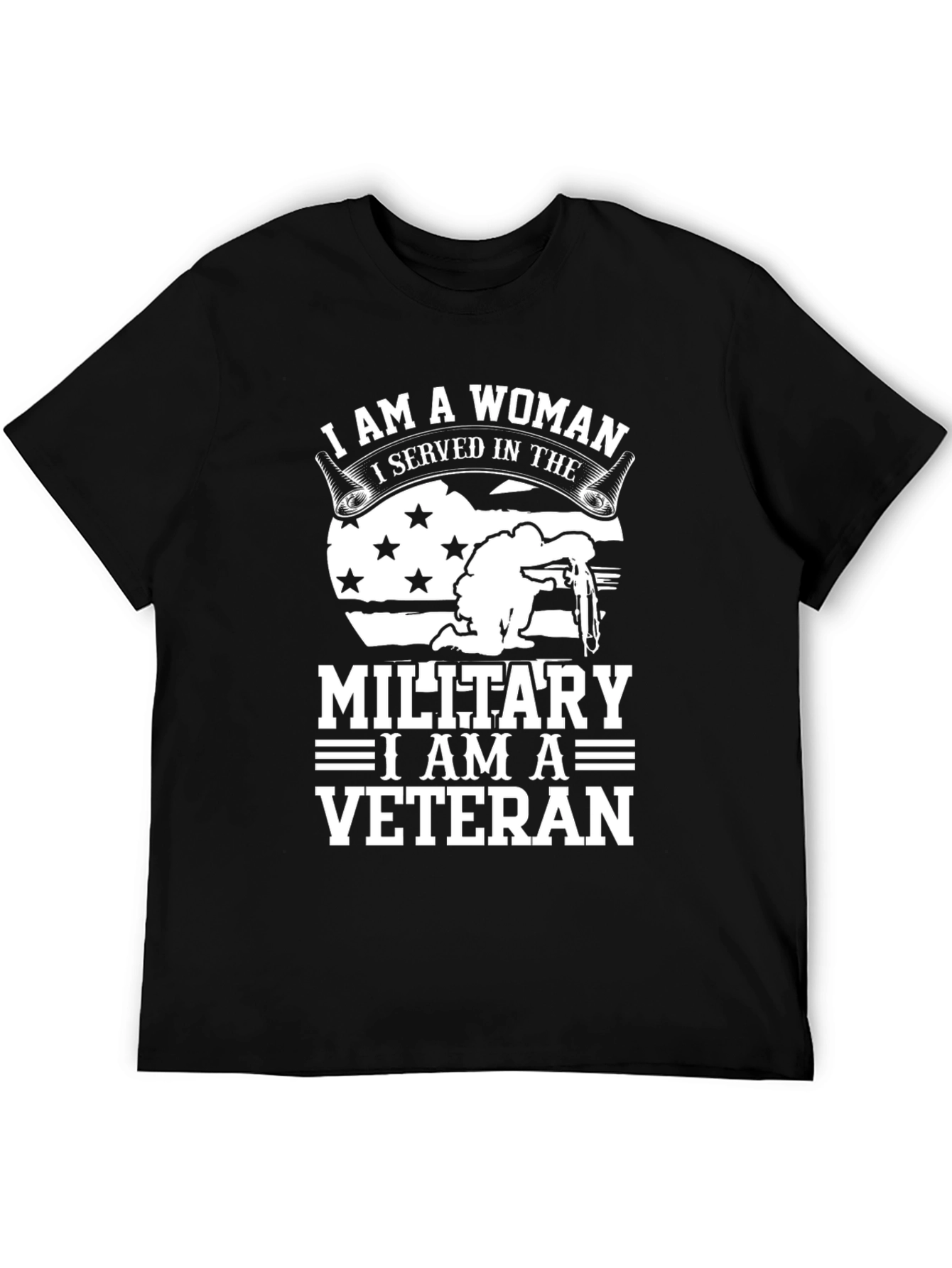 Camiseta Negra Veterana Militar Mujer
