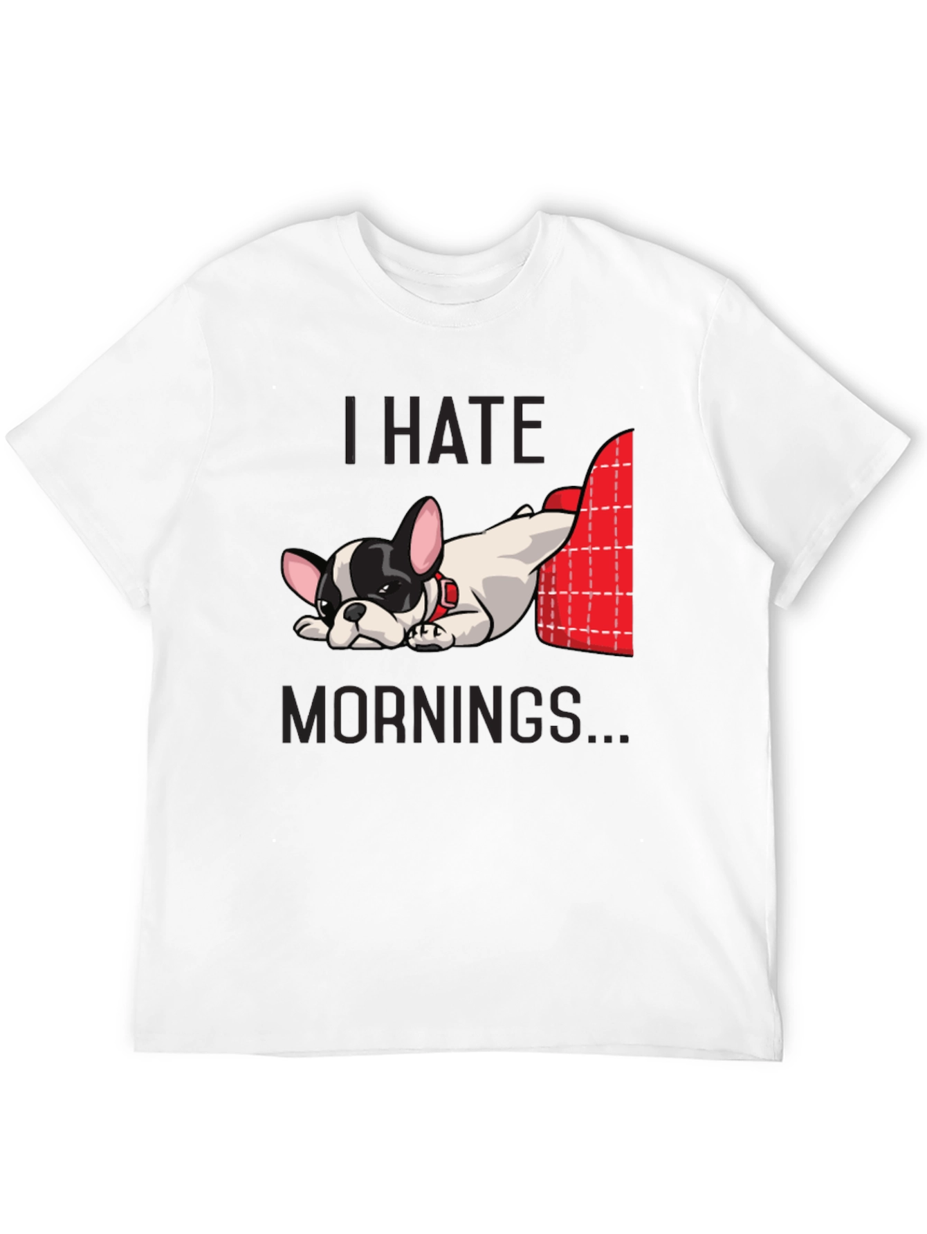 Camiseta Negra Odio las Mañanas con Bulldog Francés