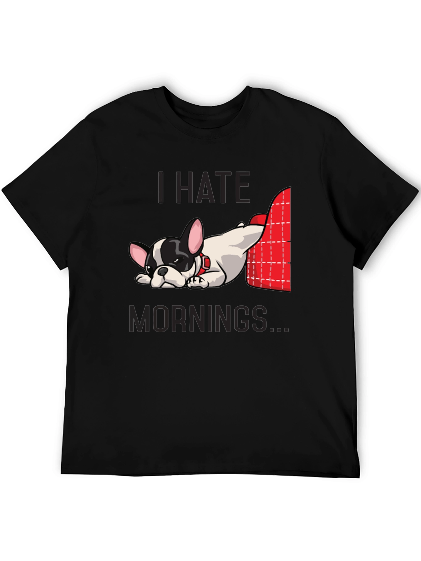 Camiseta Negra Odio las Mañanas con Bulldog Francés
