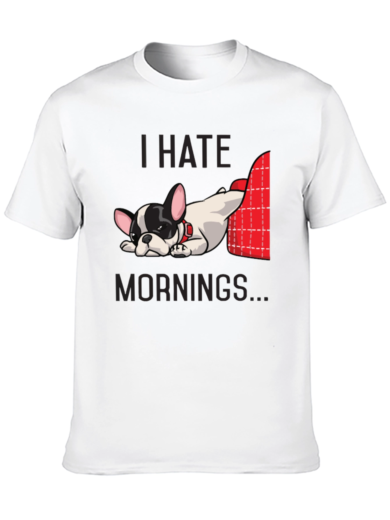 Camiseta Negra Odio las Mañanas con Bulldog Francés