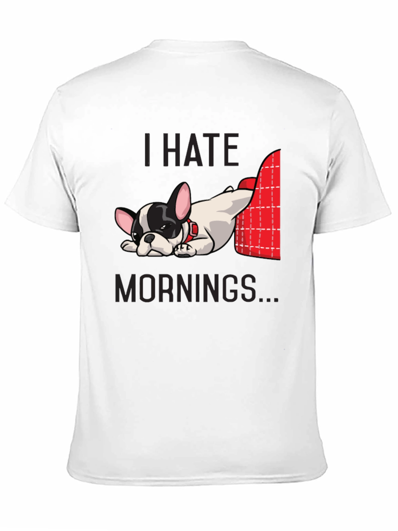 Camiseta Negra Odio las Mañanas con Bulldog Francés