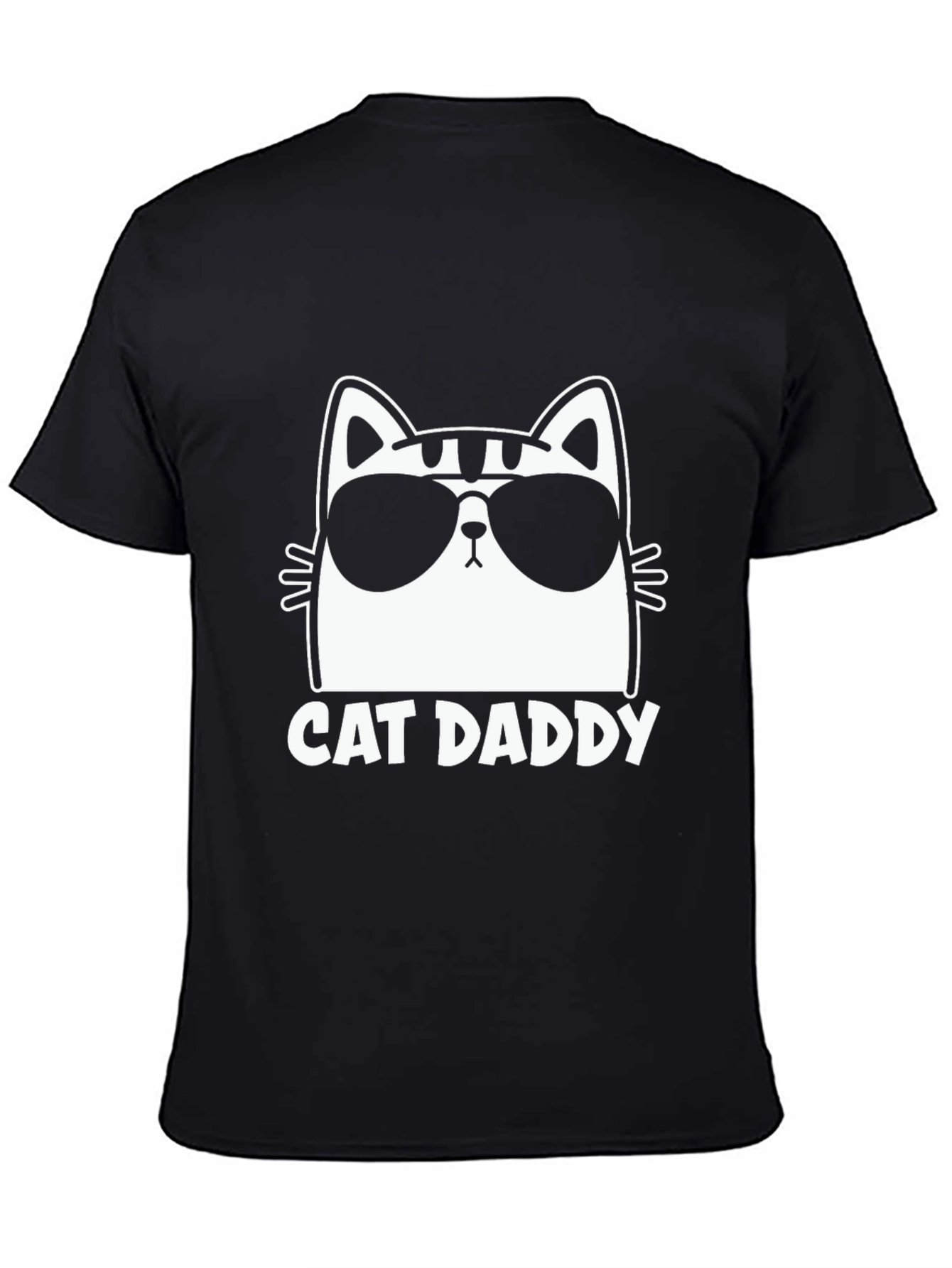 Camiseta Negra Cat Daddy Diseño Gato con Gafas