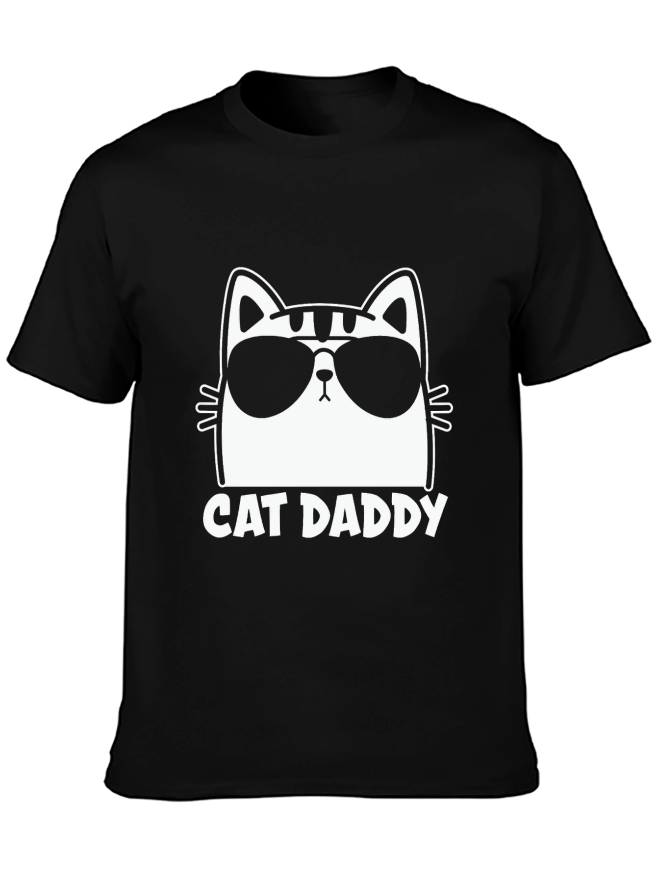 Camiseta Negra Cat Daddy Diseño Gato con Gafas