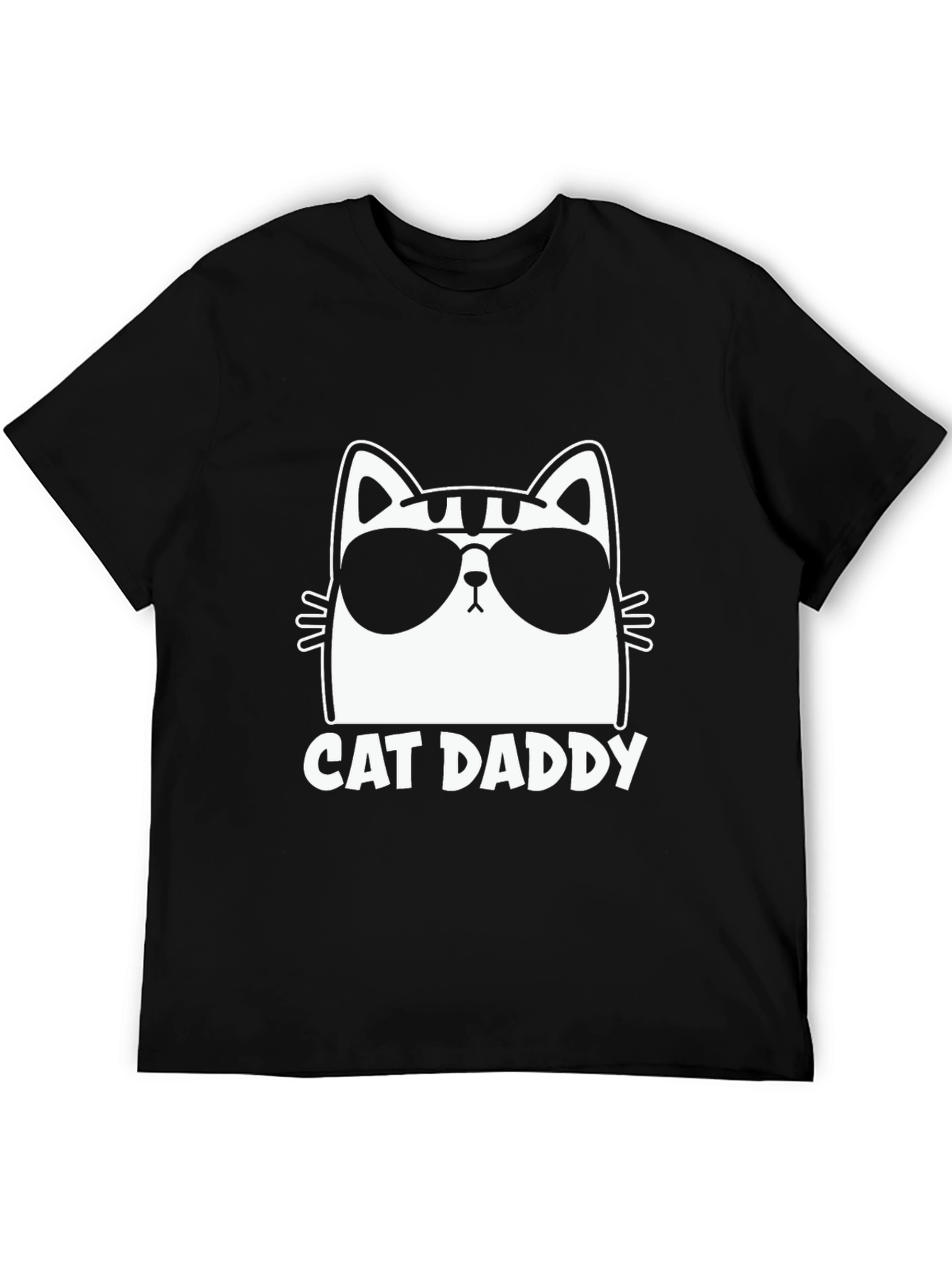 Camiseta Negra Cat Daddy Diseño Gato con Gafas