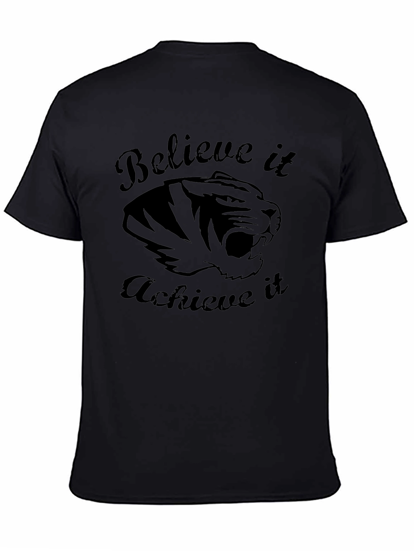 Camiseta Negra Motivacional Tigre - Cree y Logra