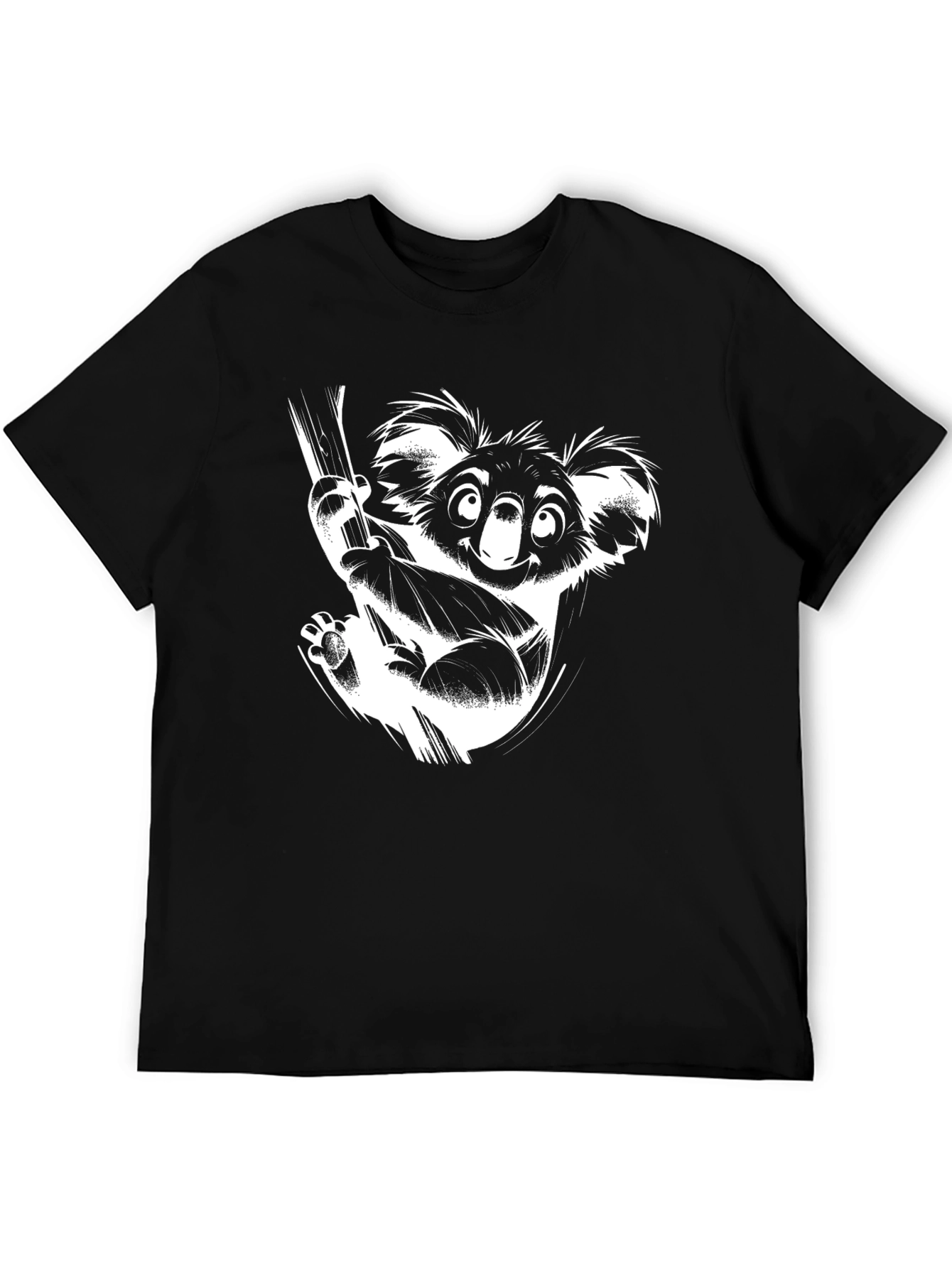 Camiseta Negra con Diseño de Koala Divertido