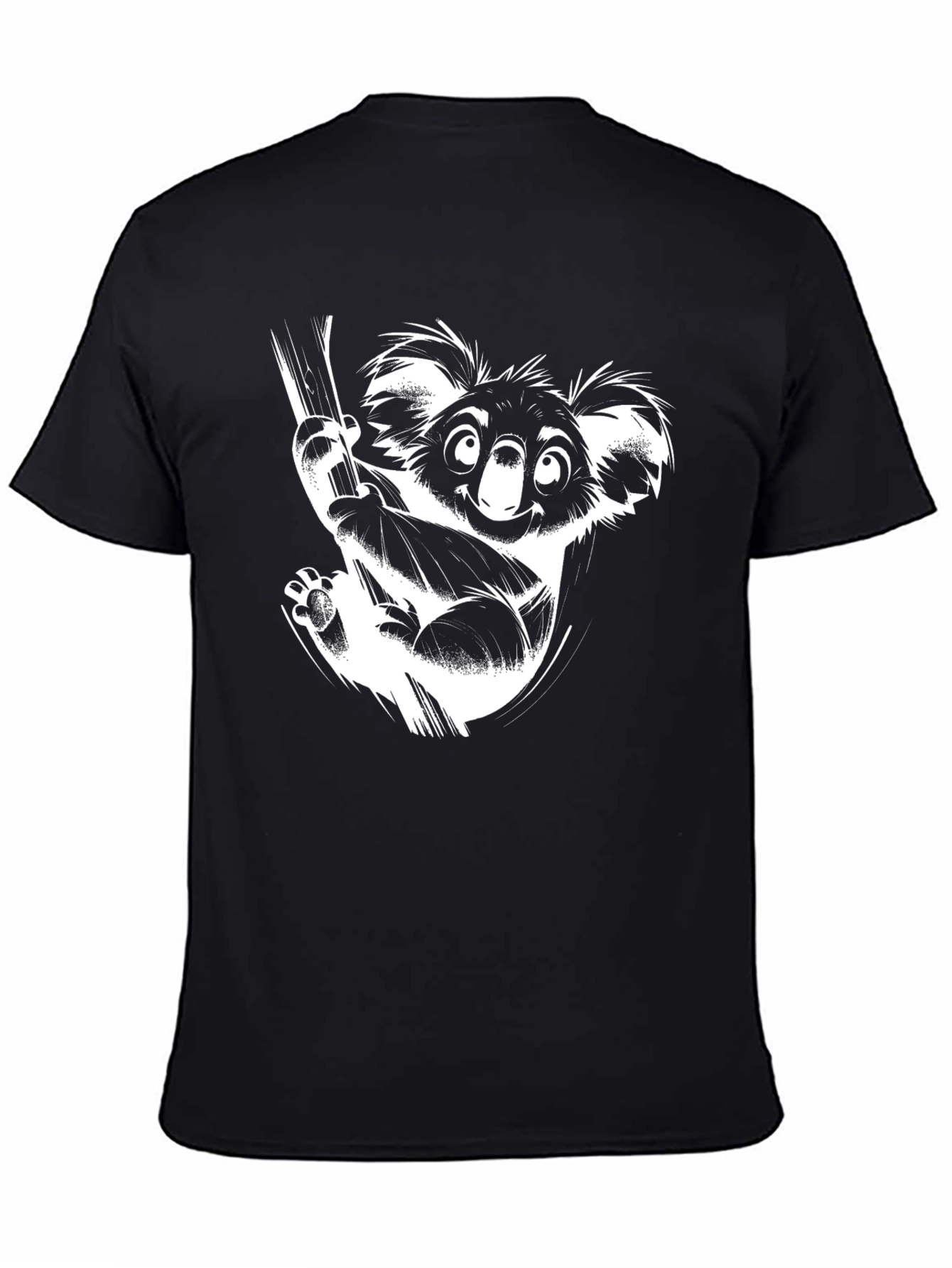 Camiseta Negra con Diseño de Koala Divertido
