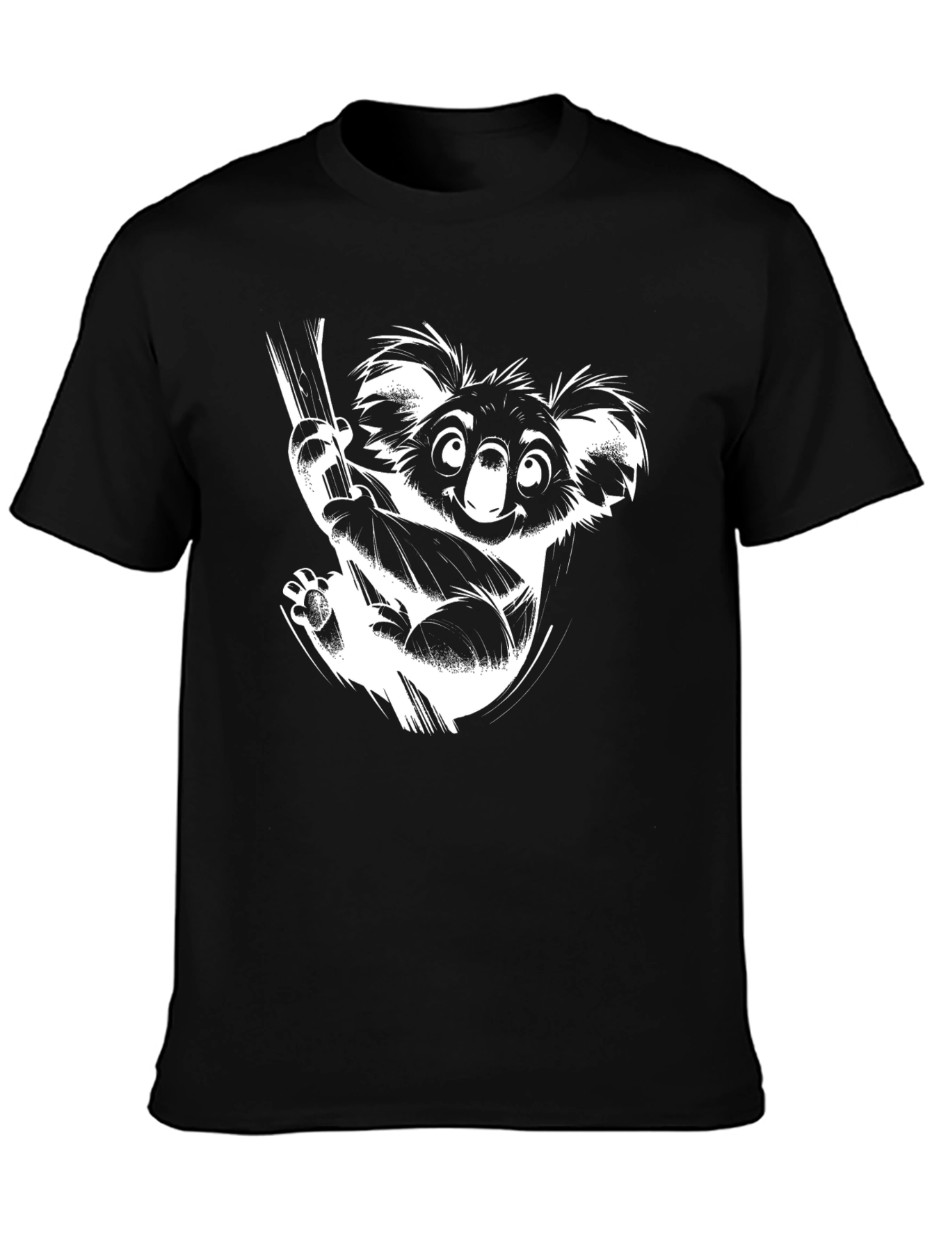 Camiseta Negra con Diseño de Koala Divertido