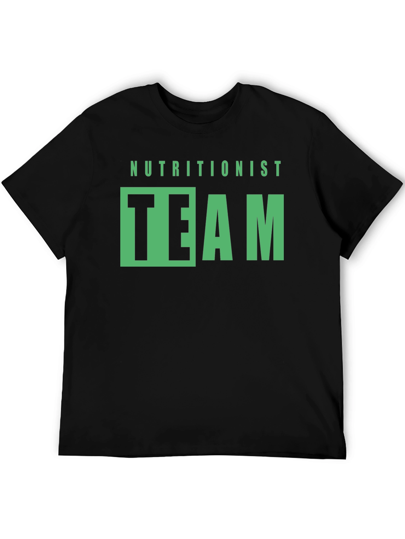 Camiseta Negra Nutricionista Team Diseño Gráfico
