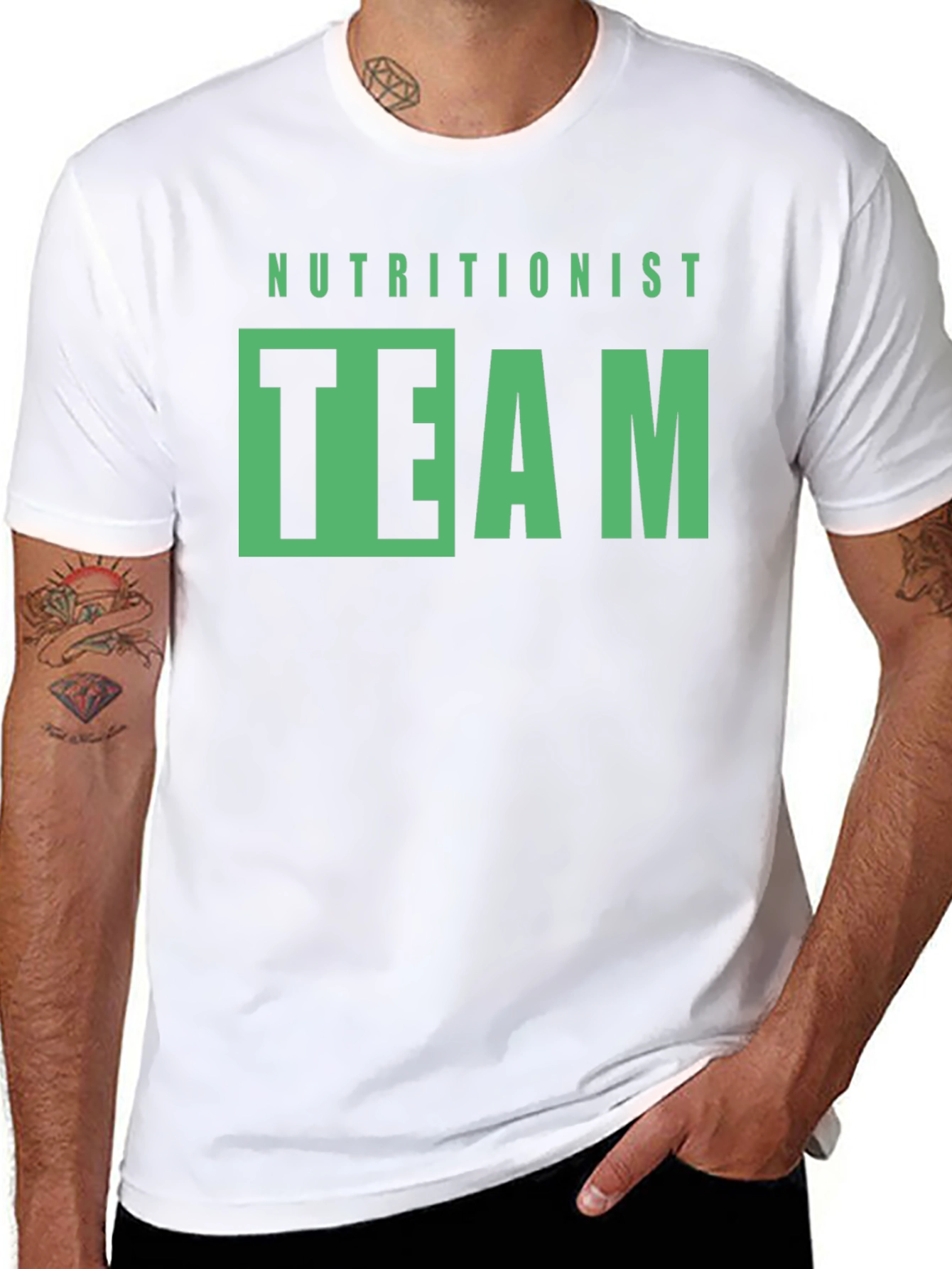 Camiseta Negra Nutricionista Team Diseño Gráfico