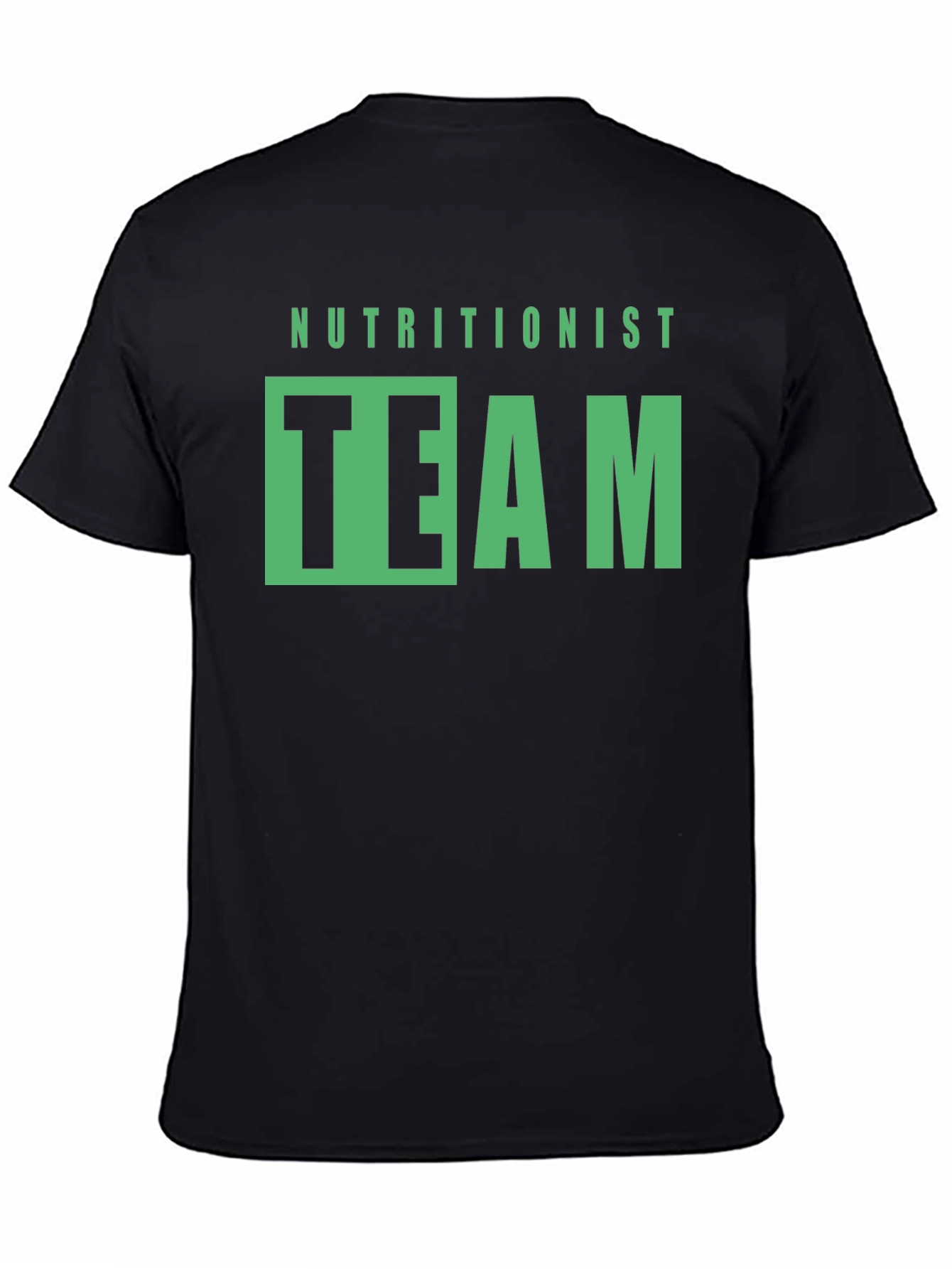 Camiseta Negra Nutricionista Team Diseño Gráfico